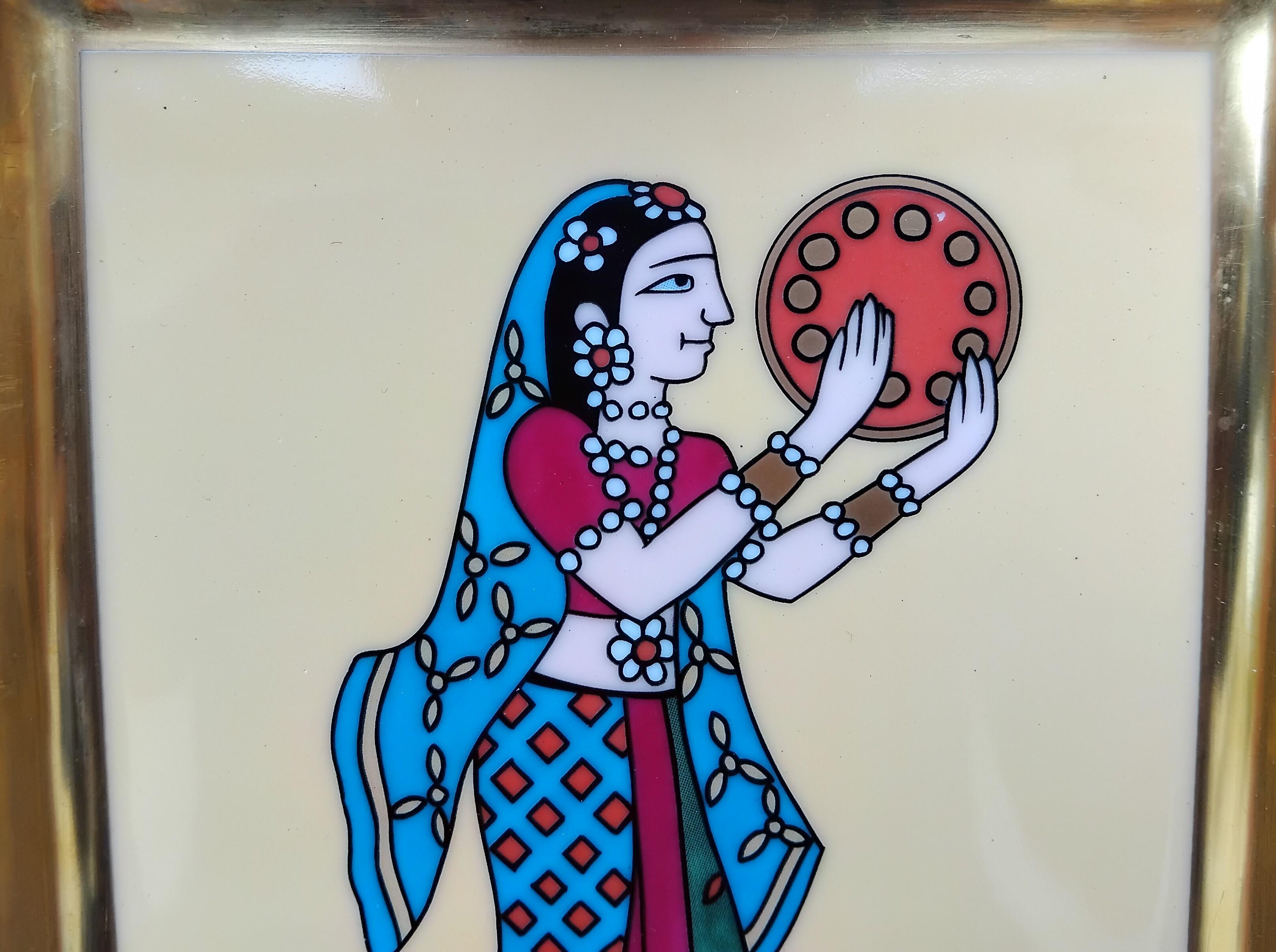 Brown Hermès Indian Print Cigar Ashtray Change Tray Porcelain Gold India