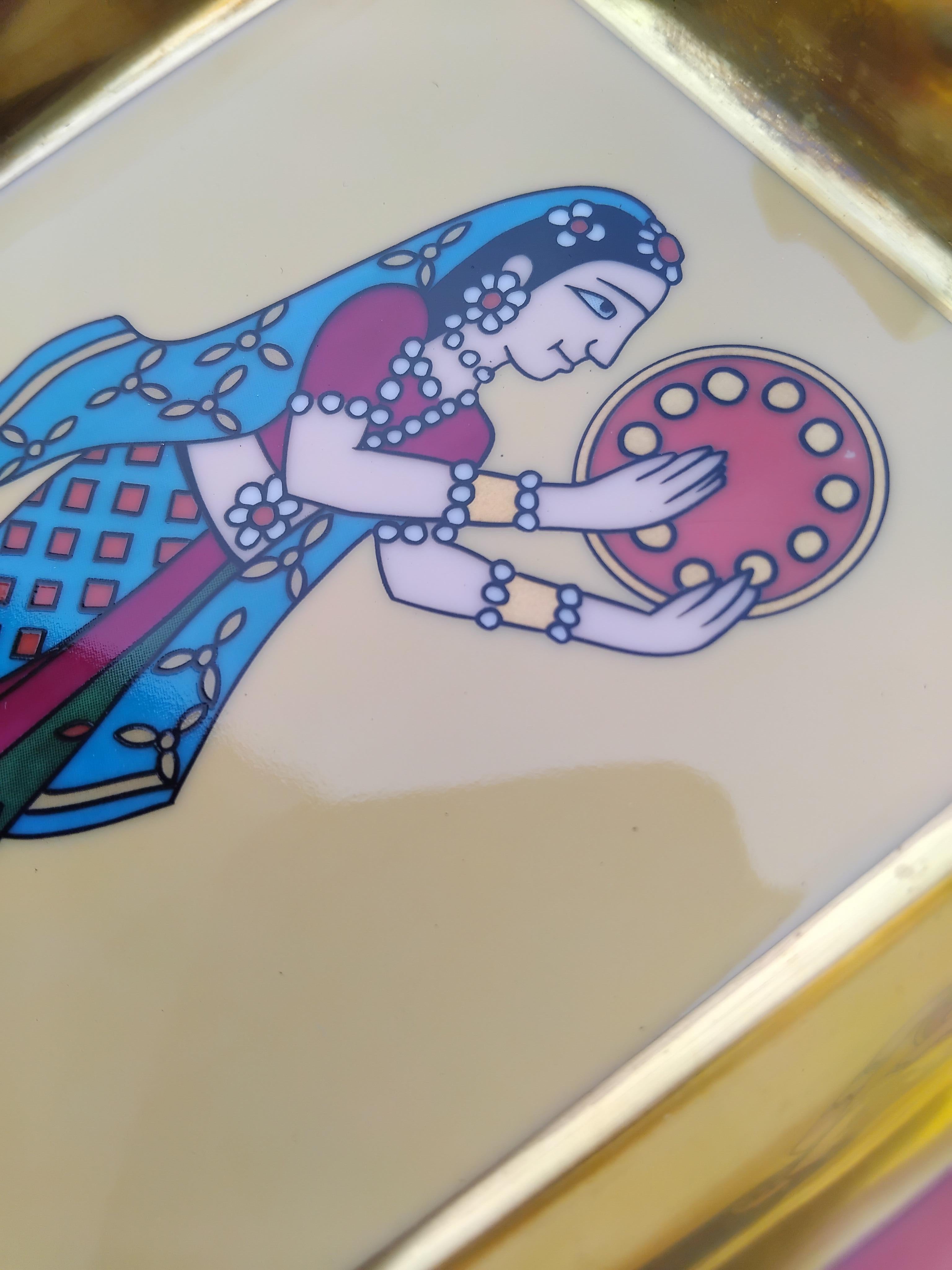 Women's or Men's Hermès Indian Print Cigar Ashtray Change Tray Porcelain Gold India