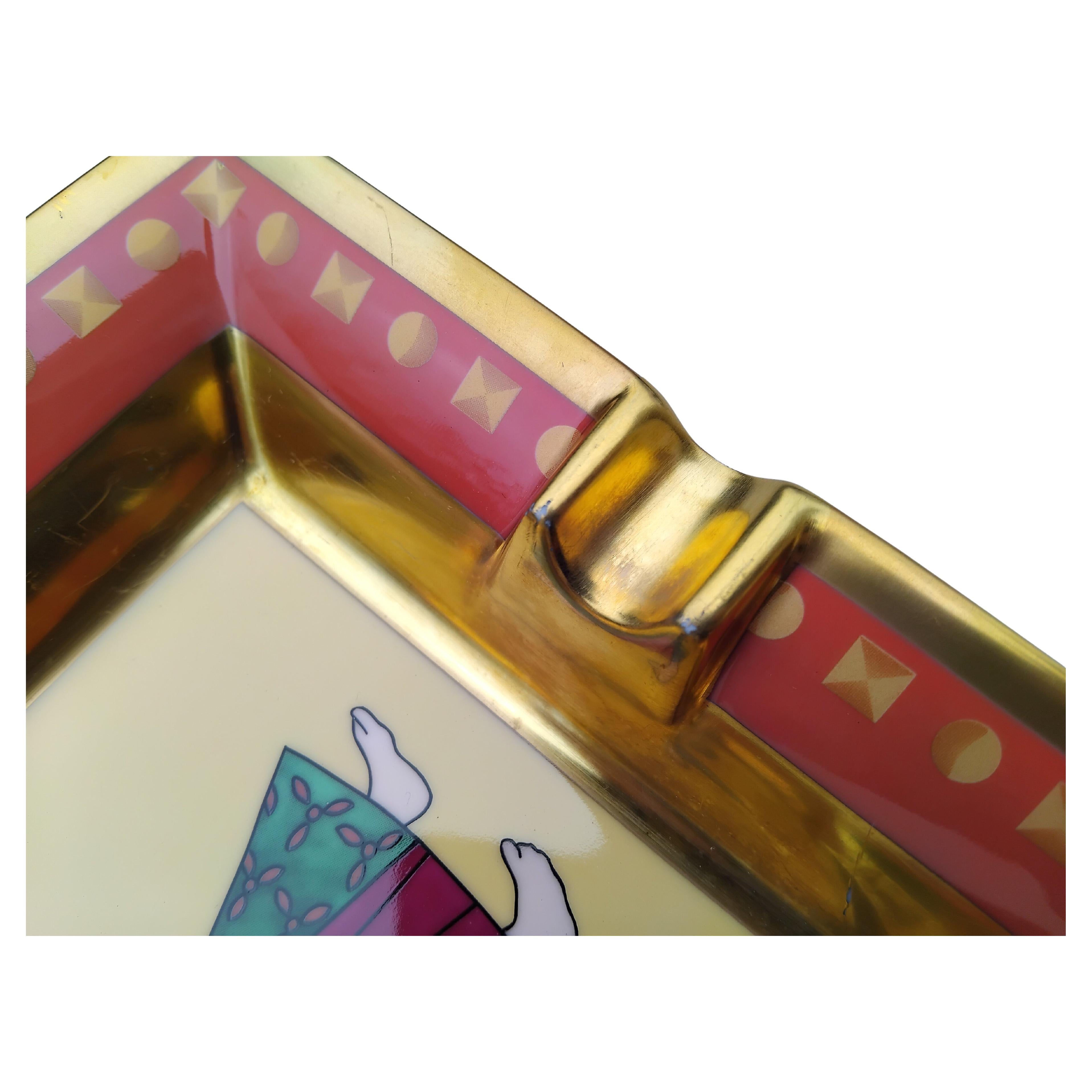 Hermès Indian Print Cigar Ashtray Change Tray Porcelain Gold India 2
