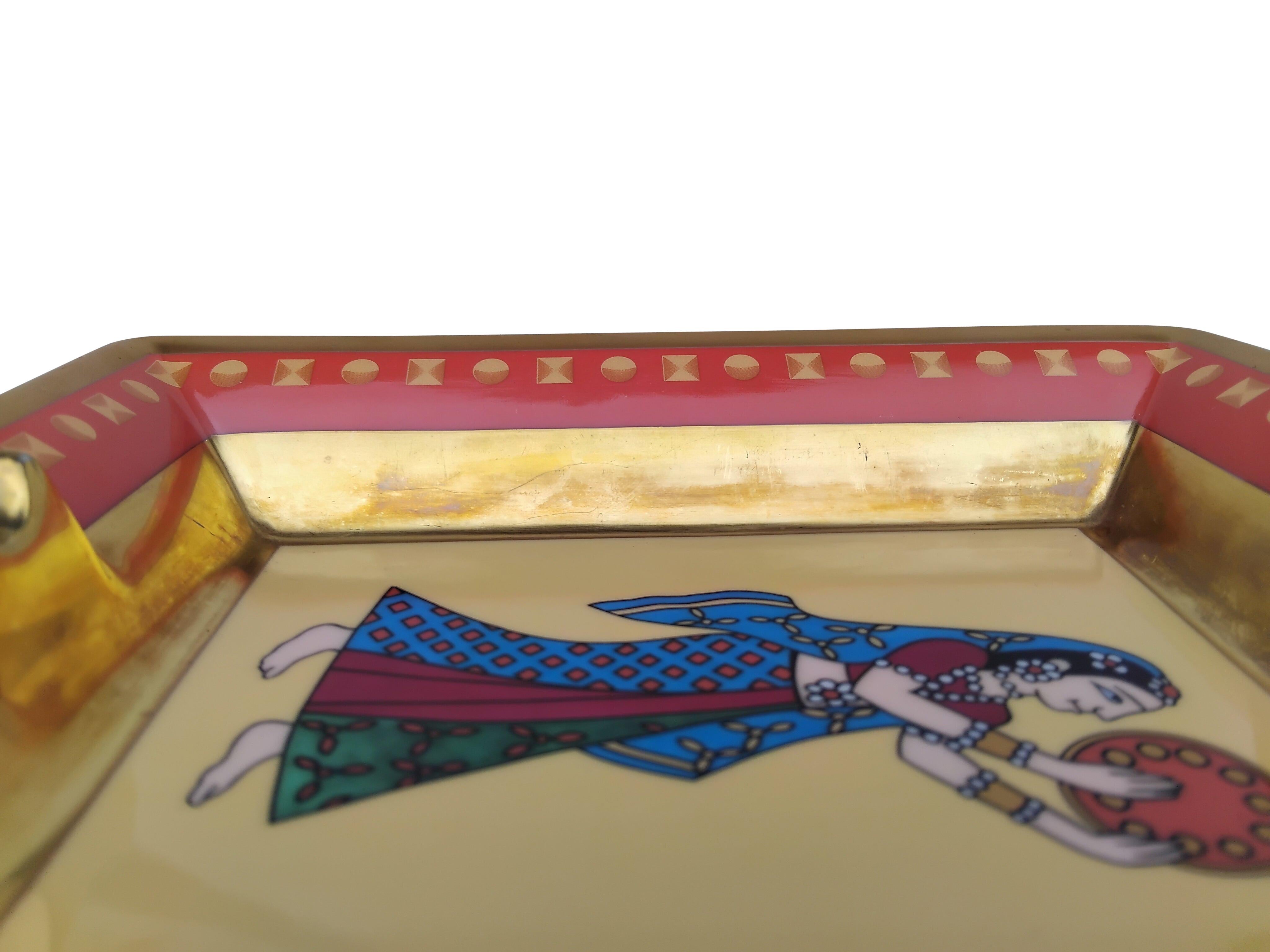 Hermès Indian Print Cigar Ashtray Change Tray Porcelain Gold India 3