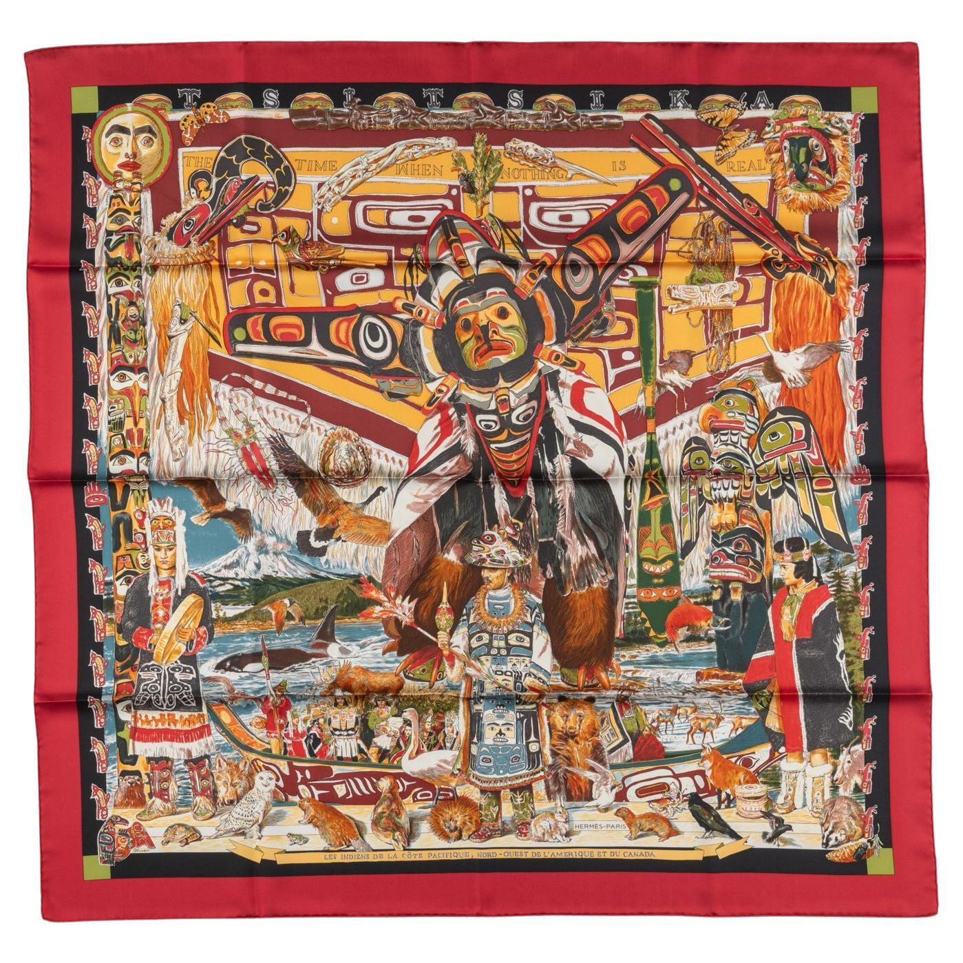 Écharpe Hermès « Indiens Côte Pacifique »