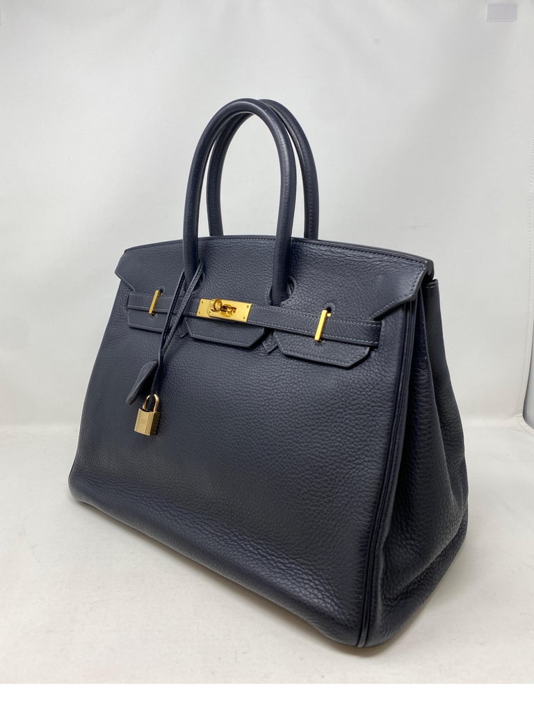 Hermes Indigo Birkin 35 Bag  In Good Condition For Sale In Athens, GA