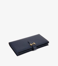 Hermès Indigo Epsom Leather Bi-Fold Bearn Long Wallet