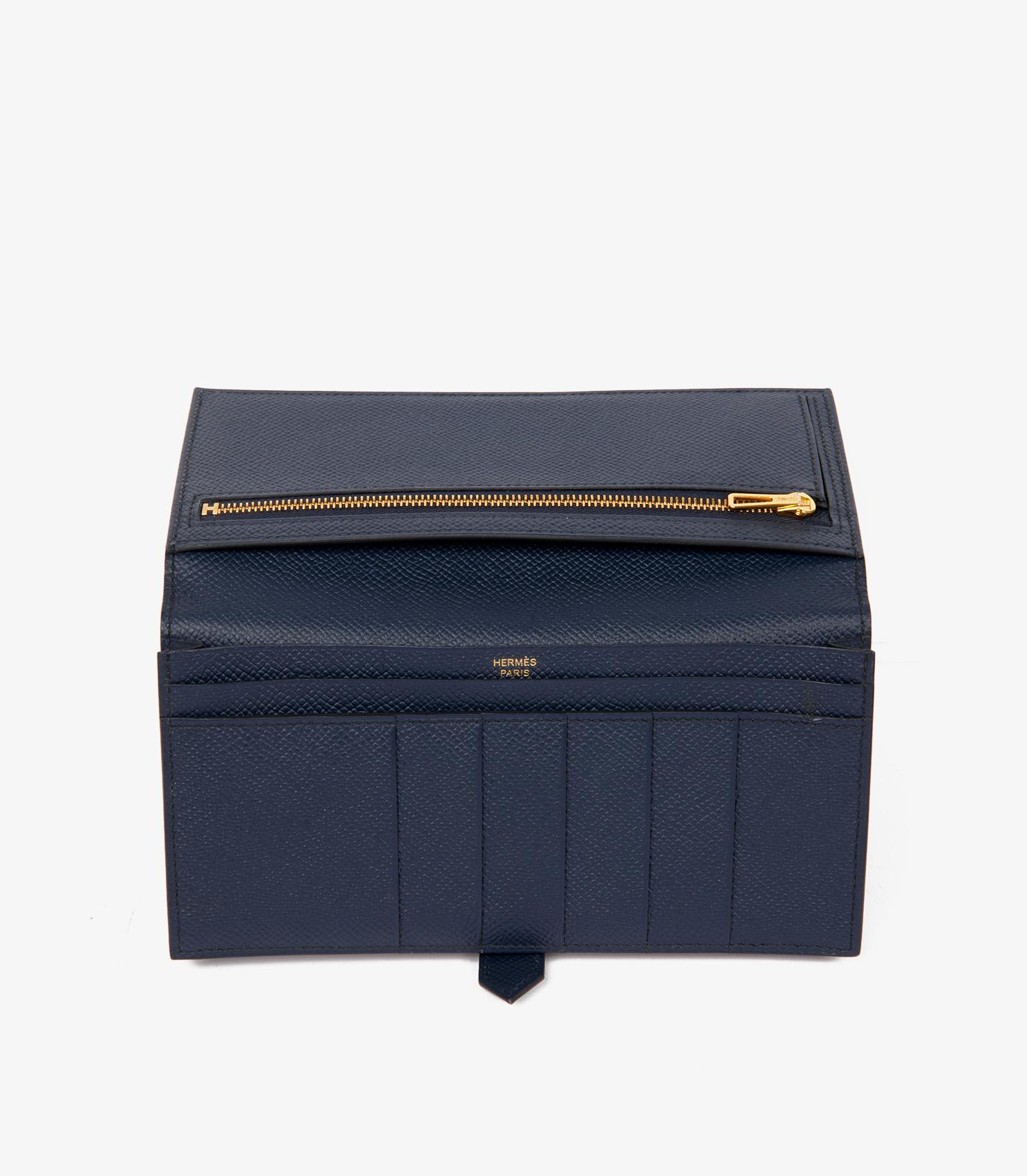 Hermès Indigo Epsom - Portafoglio lungo in pelle con chiusura a doppio cursore Bearn In condizioni ottime a Bishop's Stortford, Hertfordshire