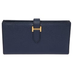 Hermès Indigo Epsom Leather Bi-Fold Bearn Long Wallet