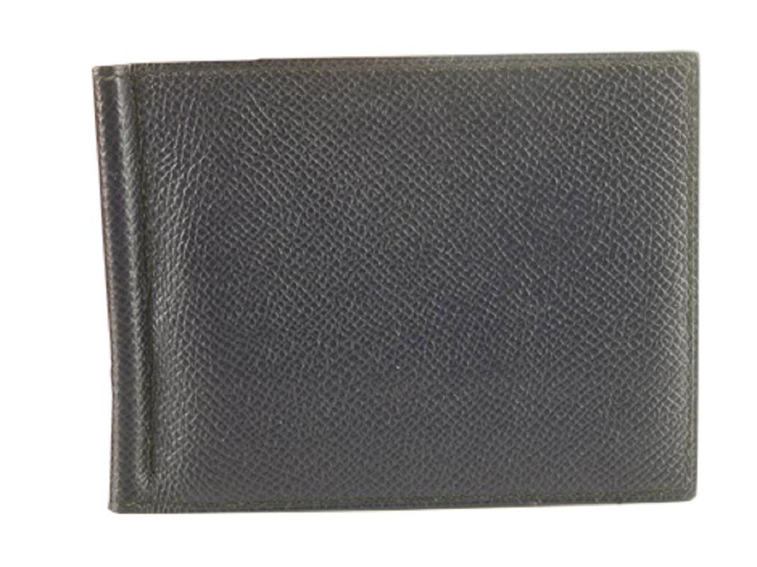 Hermes Indigo Epsom Leather Poker GM Wallet In Good Condition For Sale In Irvine, CA
