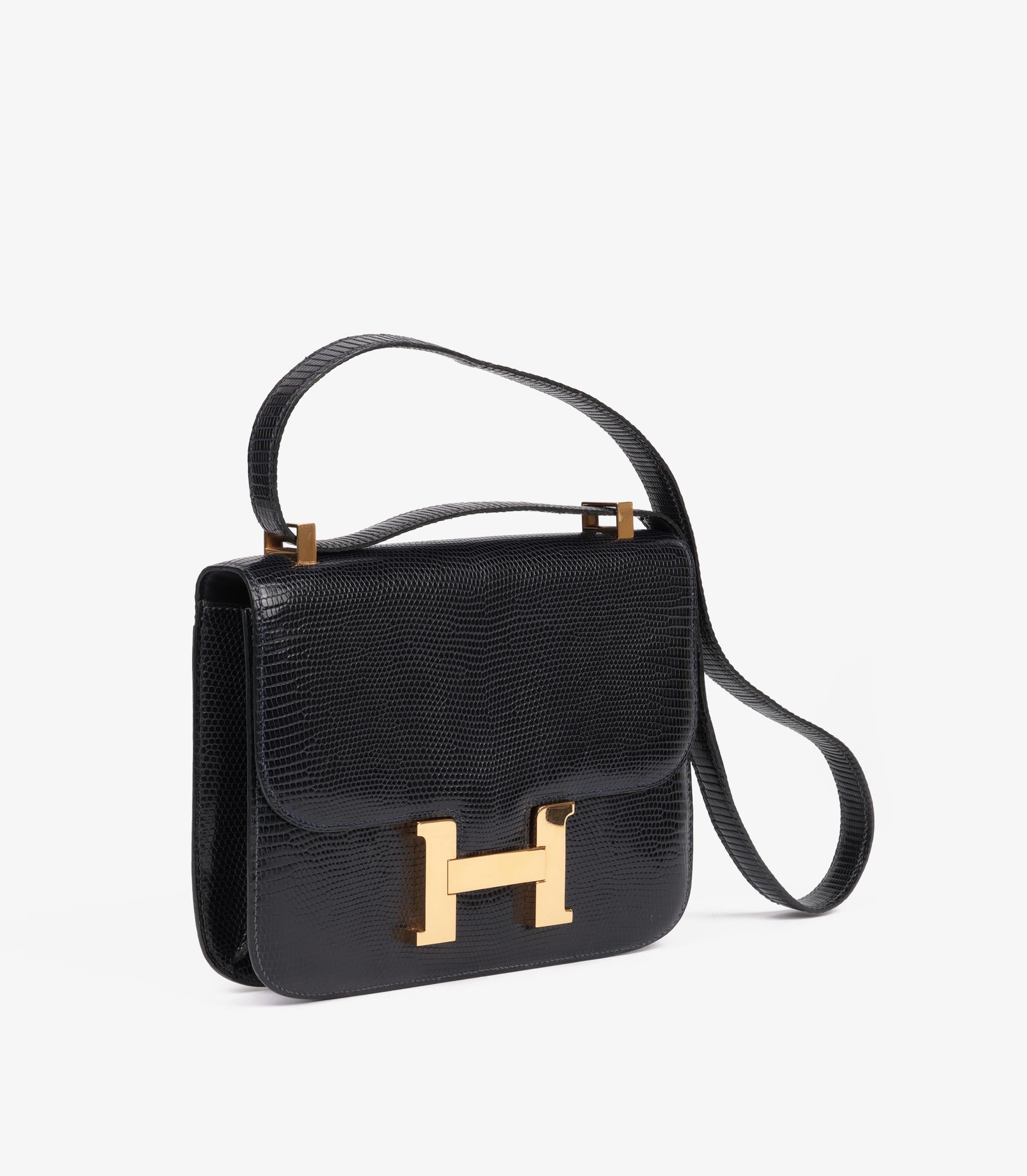 Hermès Indigo Eidechsenleder Vintage Constance 23 (Schwarz) im Angebot