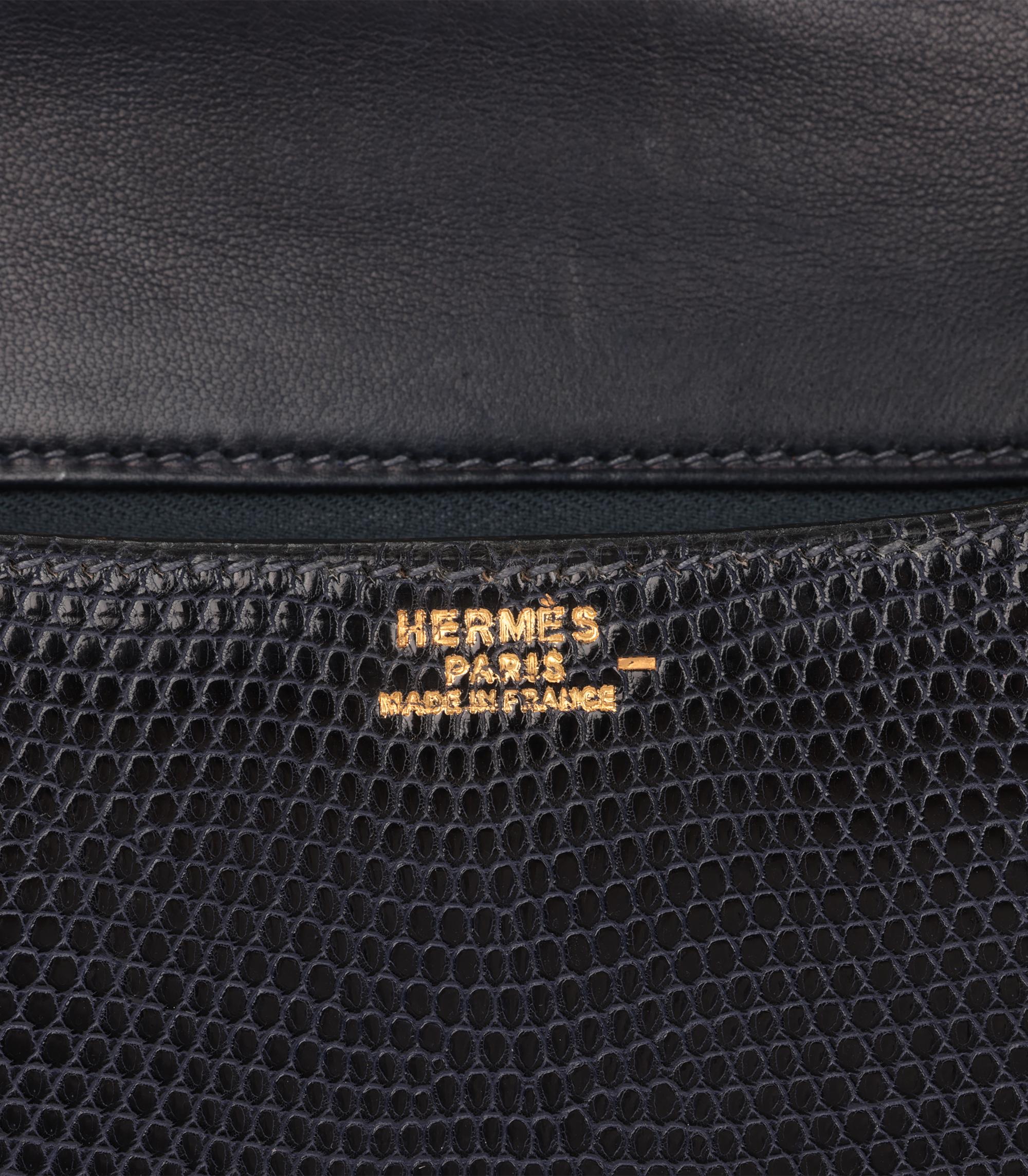 Hermès Indigo Eidechsenleder Vintage Constance 23 im Angebot 4