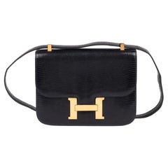 Hermès Indigo Lizard Leather Vintage Constance 23