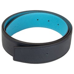 HERMES Indigo & Nord blue Reversible 38mm Belt Strap 95 Epsom leather