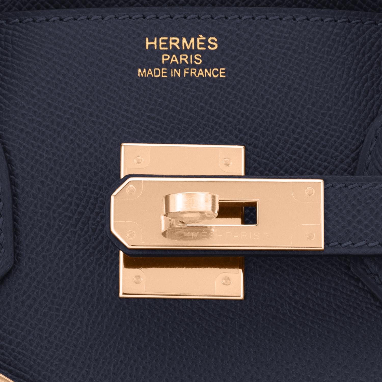 Hermes Indigo Rose Gold Deep Navy Blue Birkin 30cm Bag Z Stamp, 2021 3