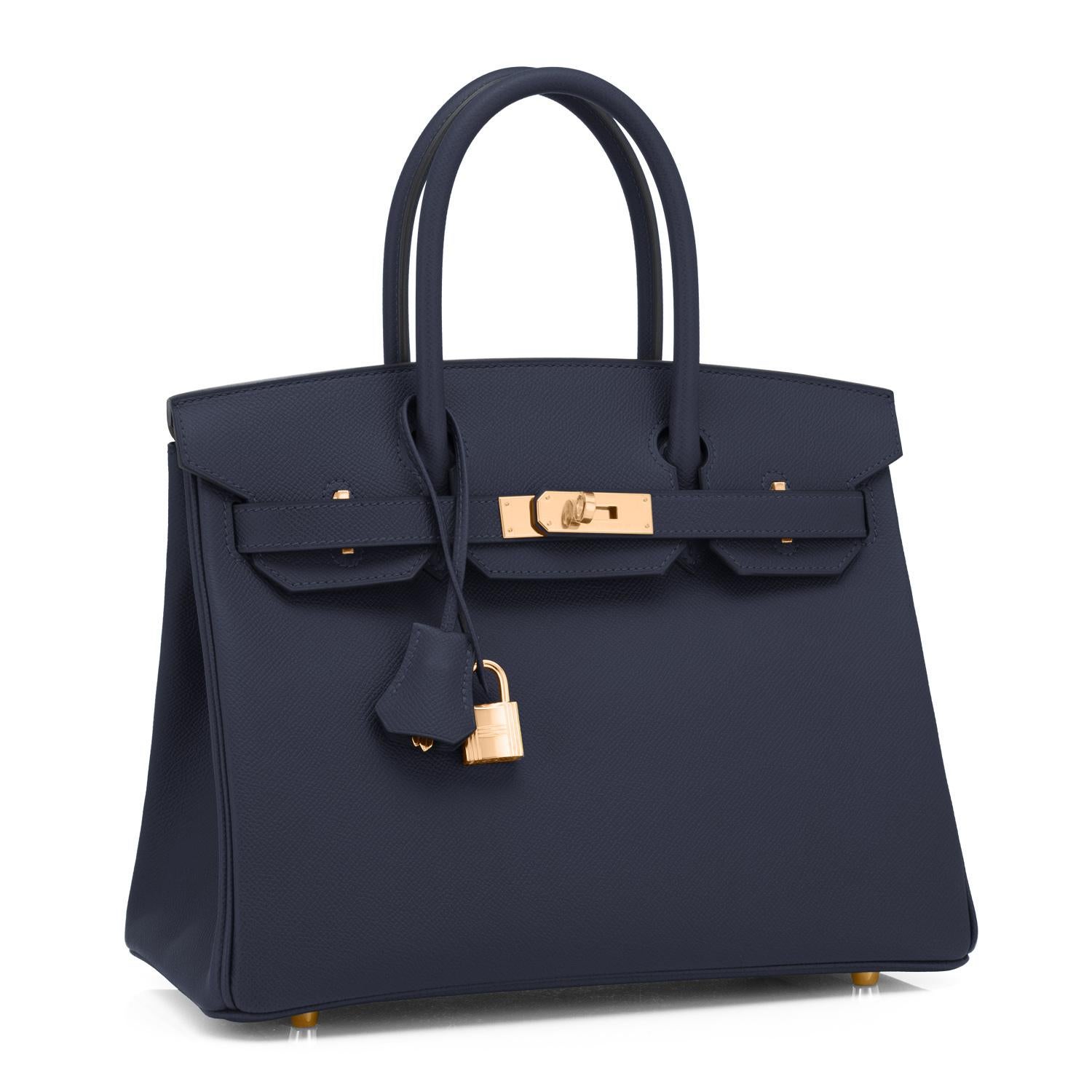 Noir Sac Birkin 30 cm, or rose indigo et bleu marine profond, estampillé Z, 2021 en vente