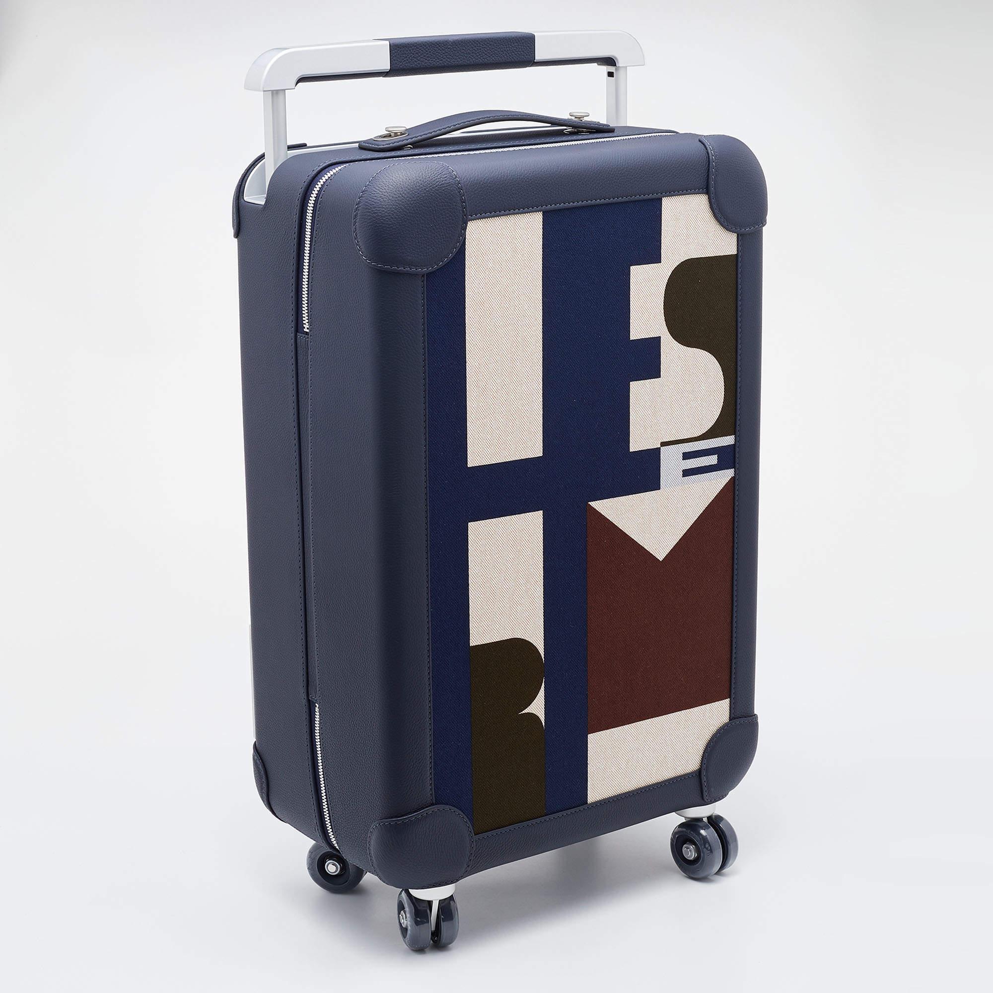 Hermes Indigo Taurillon Regate Leather and Canvas RMS Rolling Mobility Suitcase 3