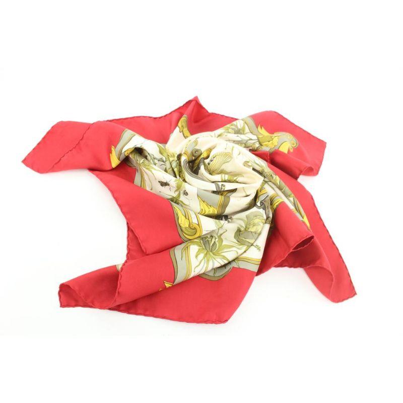 Hermès Ingrid by Lenke Szechwnzyl Butterfly Red Silk Scarf 61her115 4