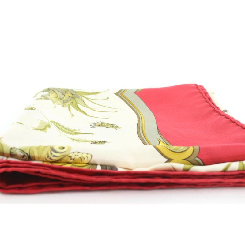 Hermès Ingrid by Lenke Szechwnzyl Butterfly Red Silk Scarf 61her115 In Good Condition In Dix hills, NY