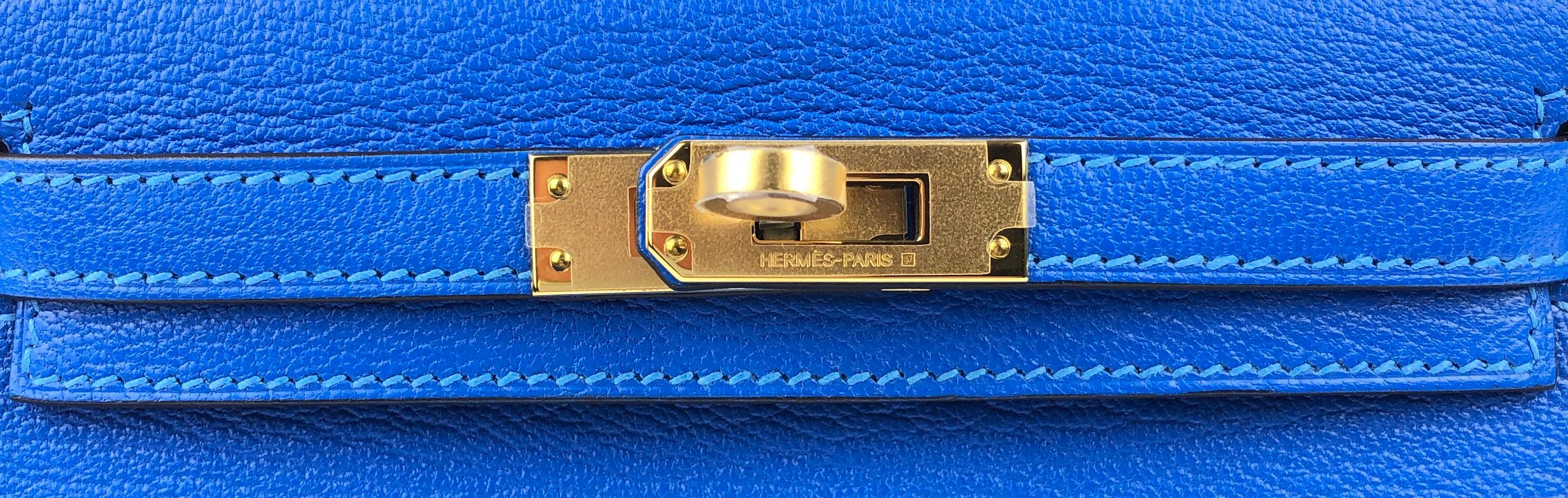 Hermès Intensives Blau Chevre 20 cm Mini Kelly im Zustand „Neu“ in Palm Beach, FL