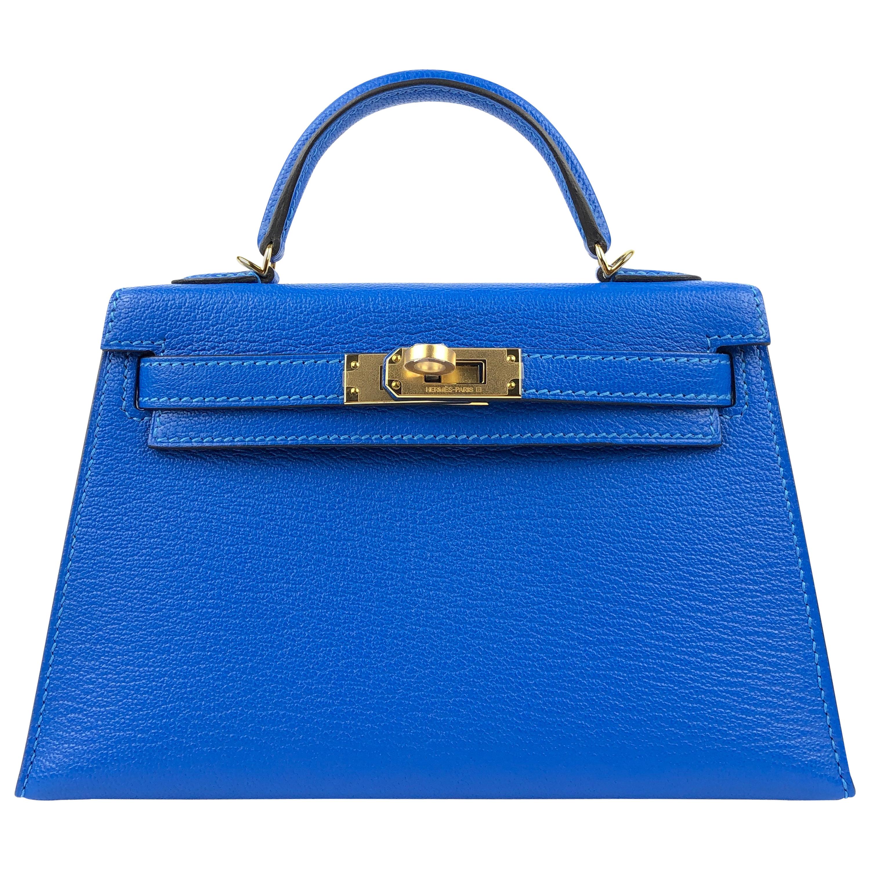 Hermès Intense Blue Chevre 20 cm Mini Kelly 