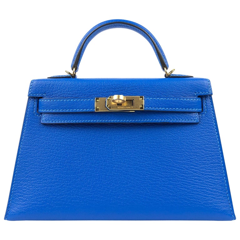 Hermès Intense Blue Chevre 20 cm Mini Kelly at 1stDibs