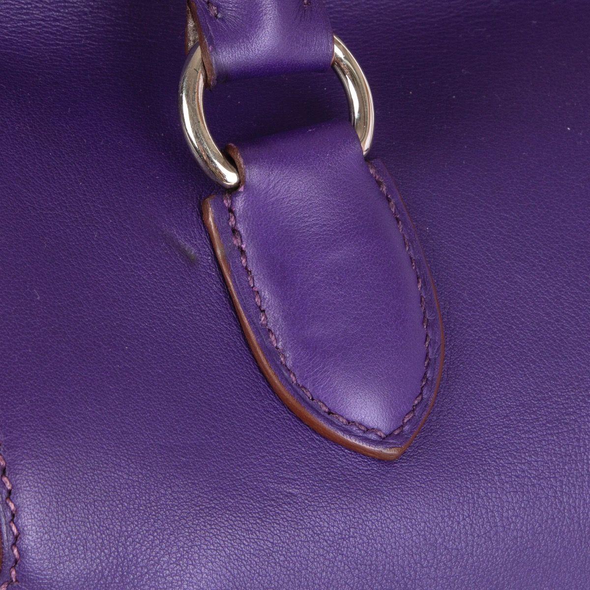 Purple HERMES Iris purple Swift leather TOOLBOX 26 Shoulder Bag