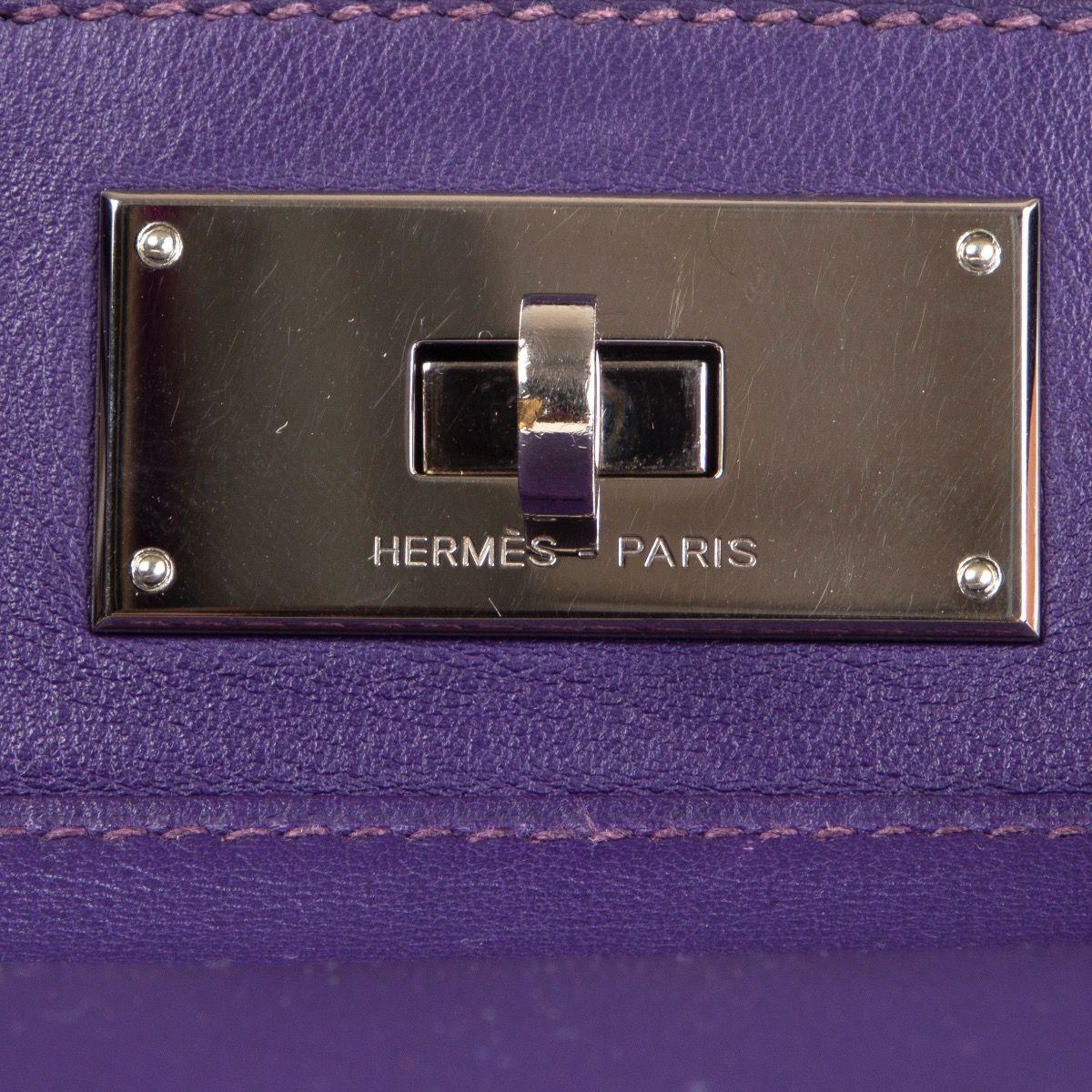 HERMES Iris purple Swift leather TOOLBOX 26 Shoulder Bag In Excellent Condition In Zürich, CH