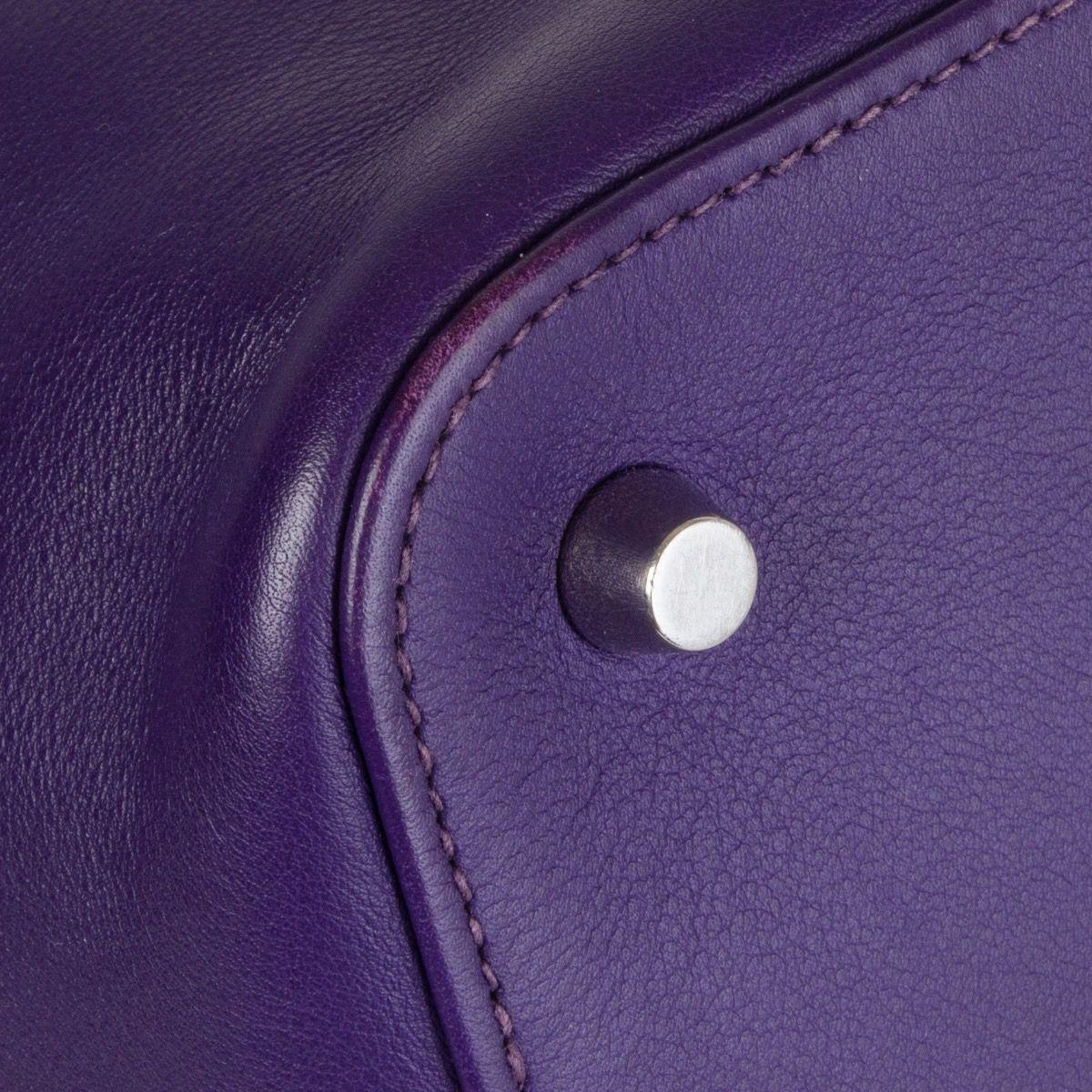 Women's HERMES Iris purple Swift leather TOOLBOX 26 Shoulder Bag