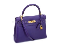 Hermès Iris Purple Togo 28cm Kelly Bag 24k GHW 67099