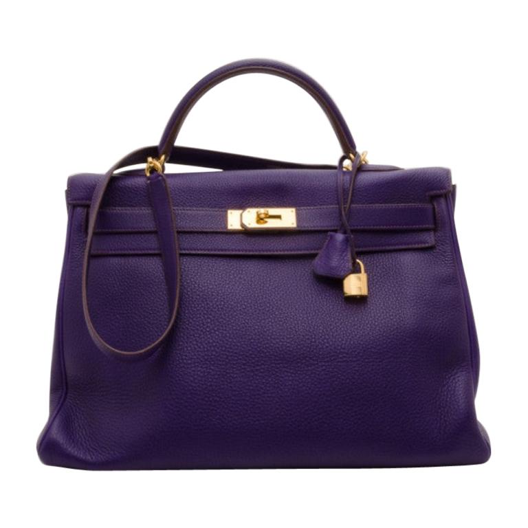 Hermes Iris Togo Leather Gold Hardware Kelly Retourne 40 Bag