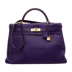 Hermes Iris Togo Leather Gold Hardware Kelly Retourne 40 Bag