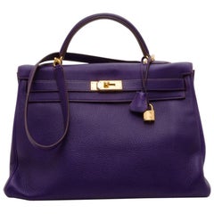 Hermes Iris Togo Leather Gold Hardware Kelly Retourne 40 Bag