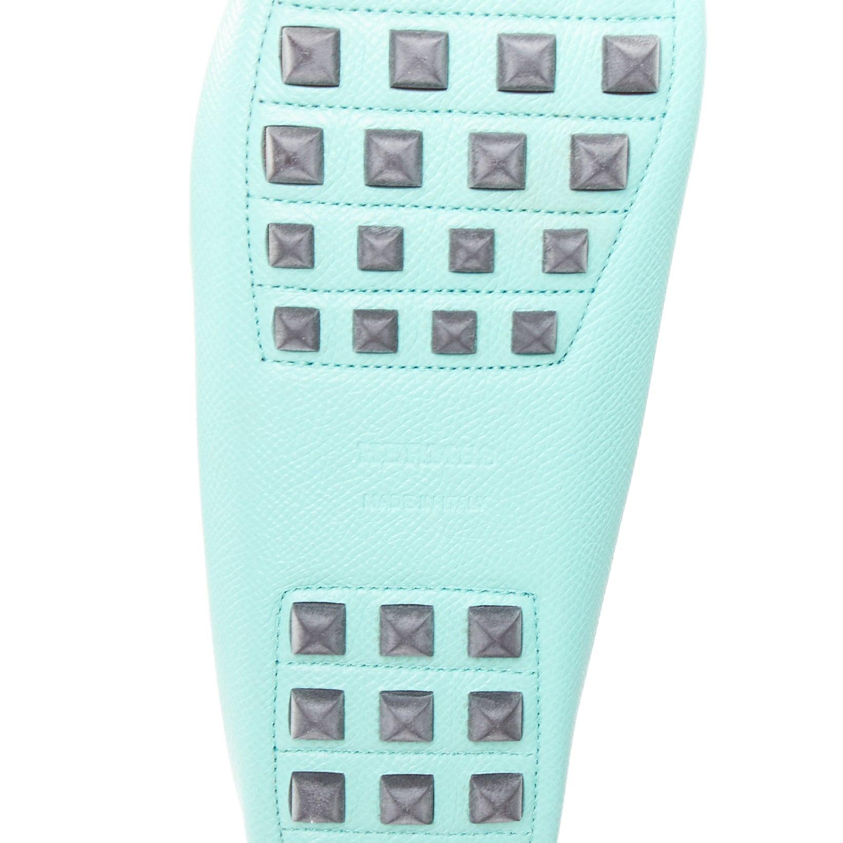 HERMES Irving cyanblaues Leder Silber Nieten Slipper EU35.5 im Angebot 5