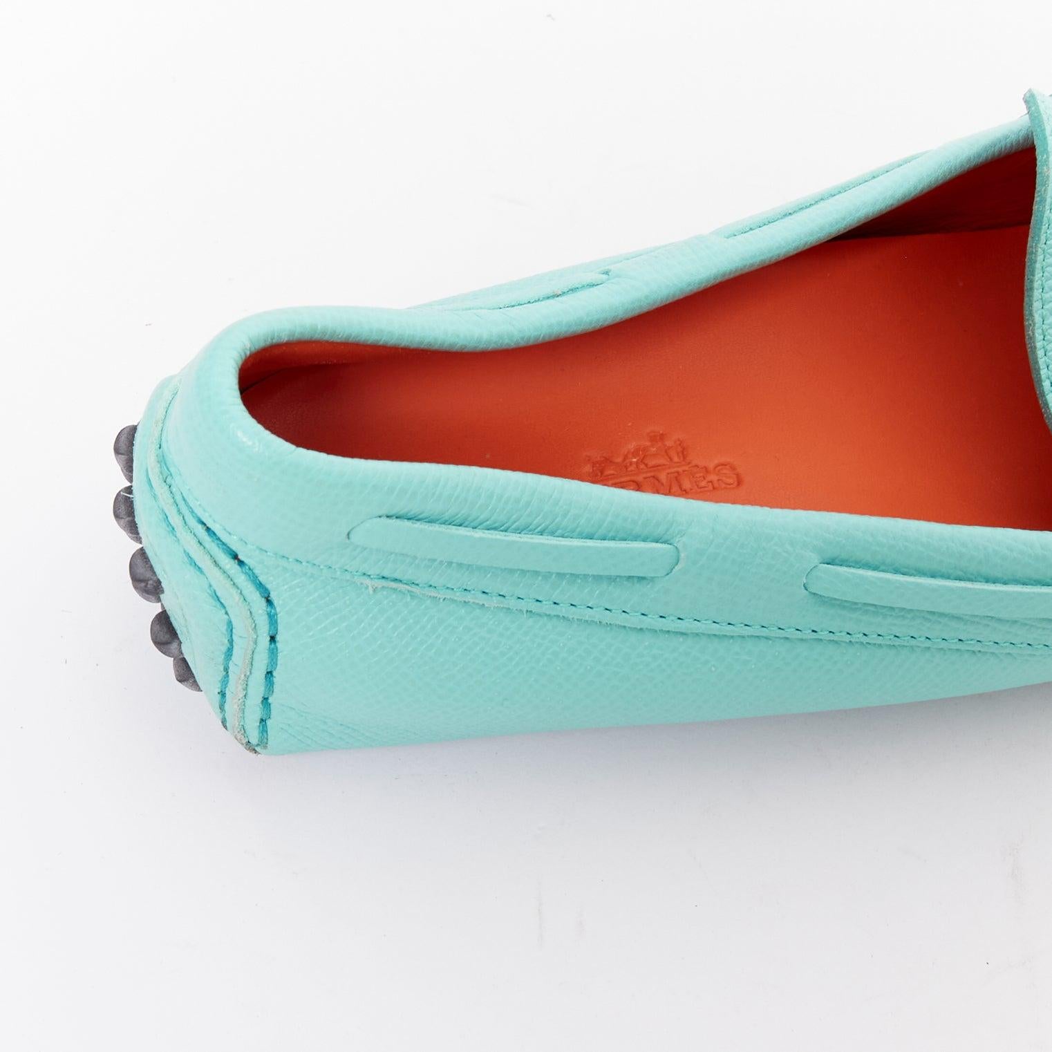 HERMES Irving cyanblaues Leder Silber Nieten Slipper EU35.5 im Angebot 3