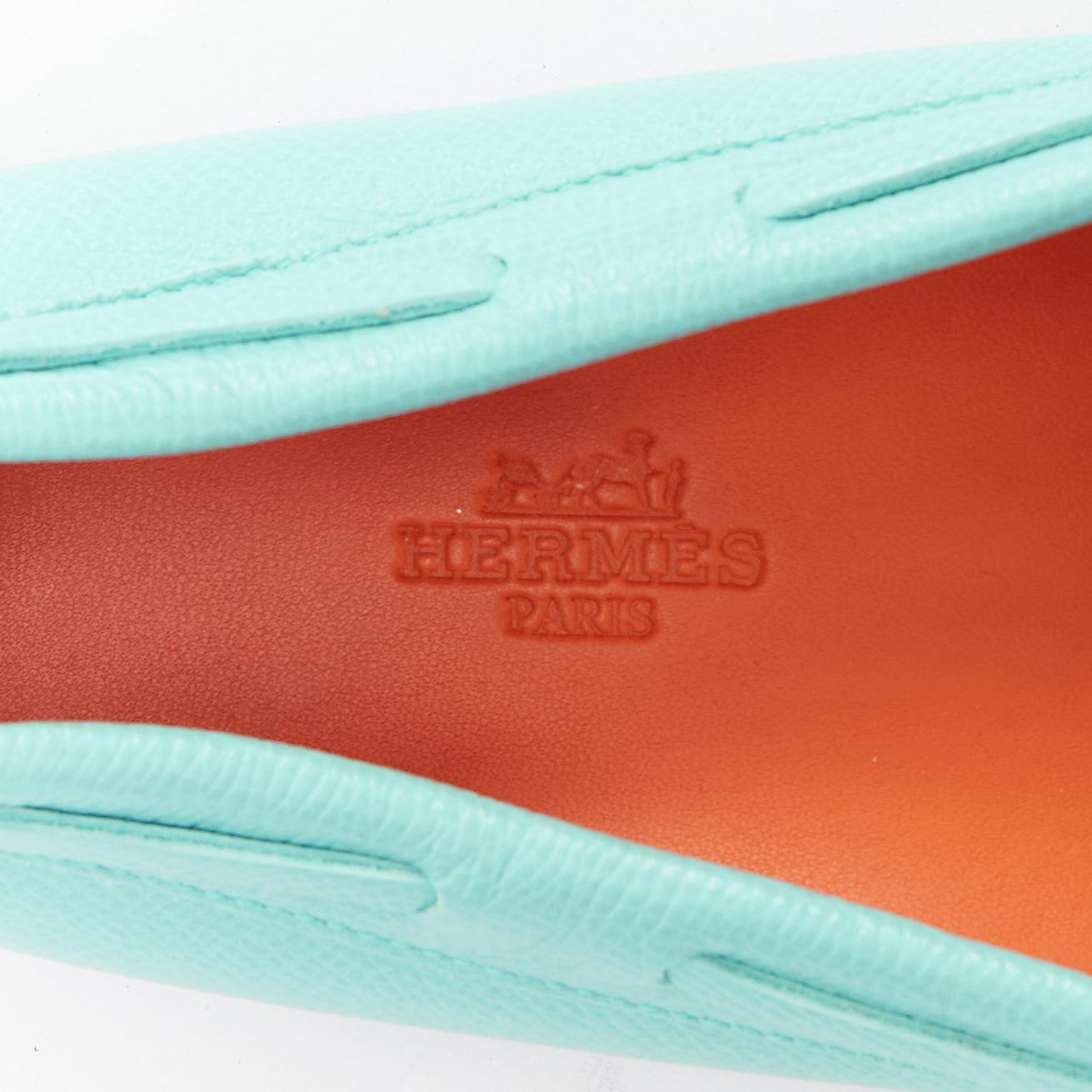 HERMES Irving cyanblaues Leder Silber Nieten Slipper EU35.5 im Angebot 4