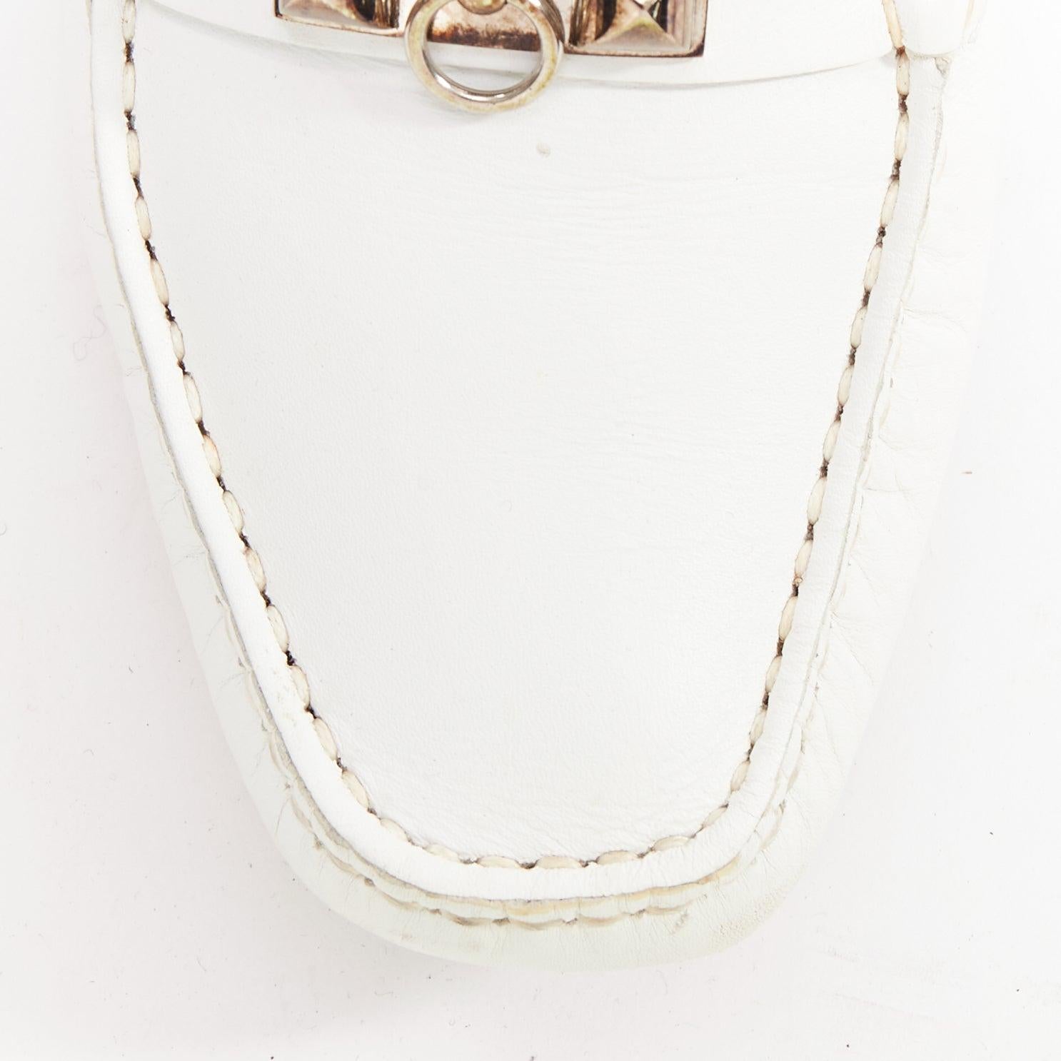 HERMES Irving mocasines de cuero swift blanco con tachuelas plateadas EU35.5 en venta 1