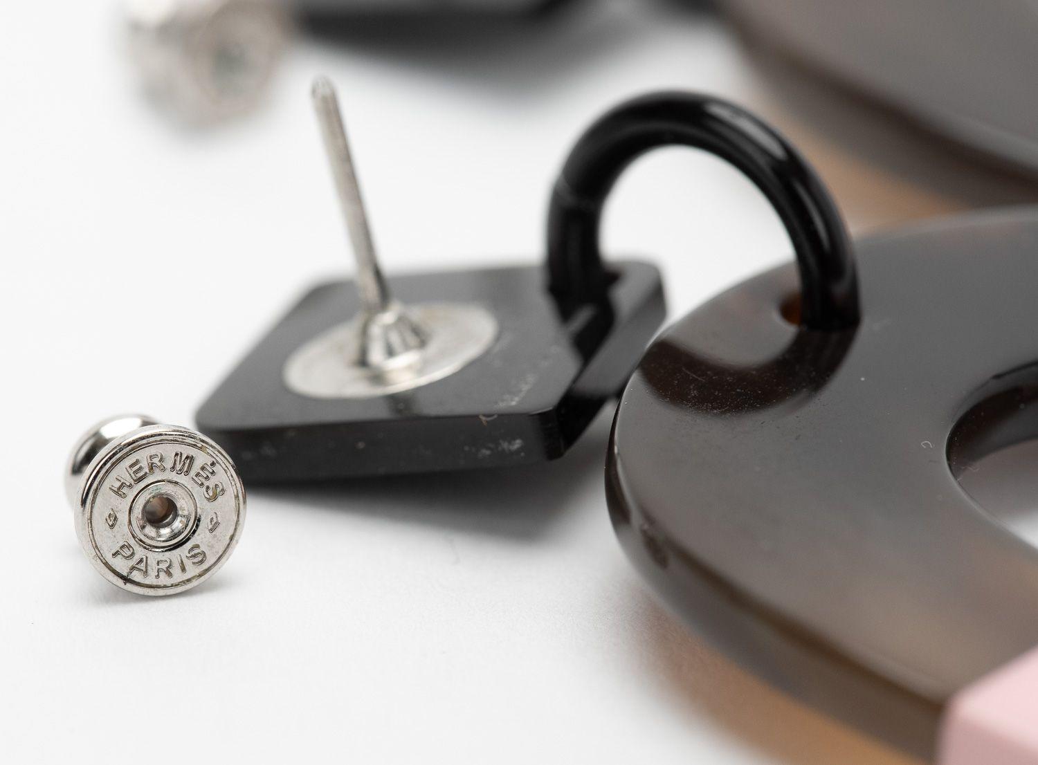 Orecchini Hermès Isthme con buco Rosa in vendita 1