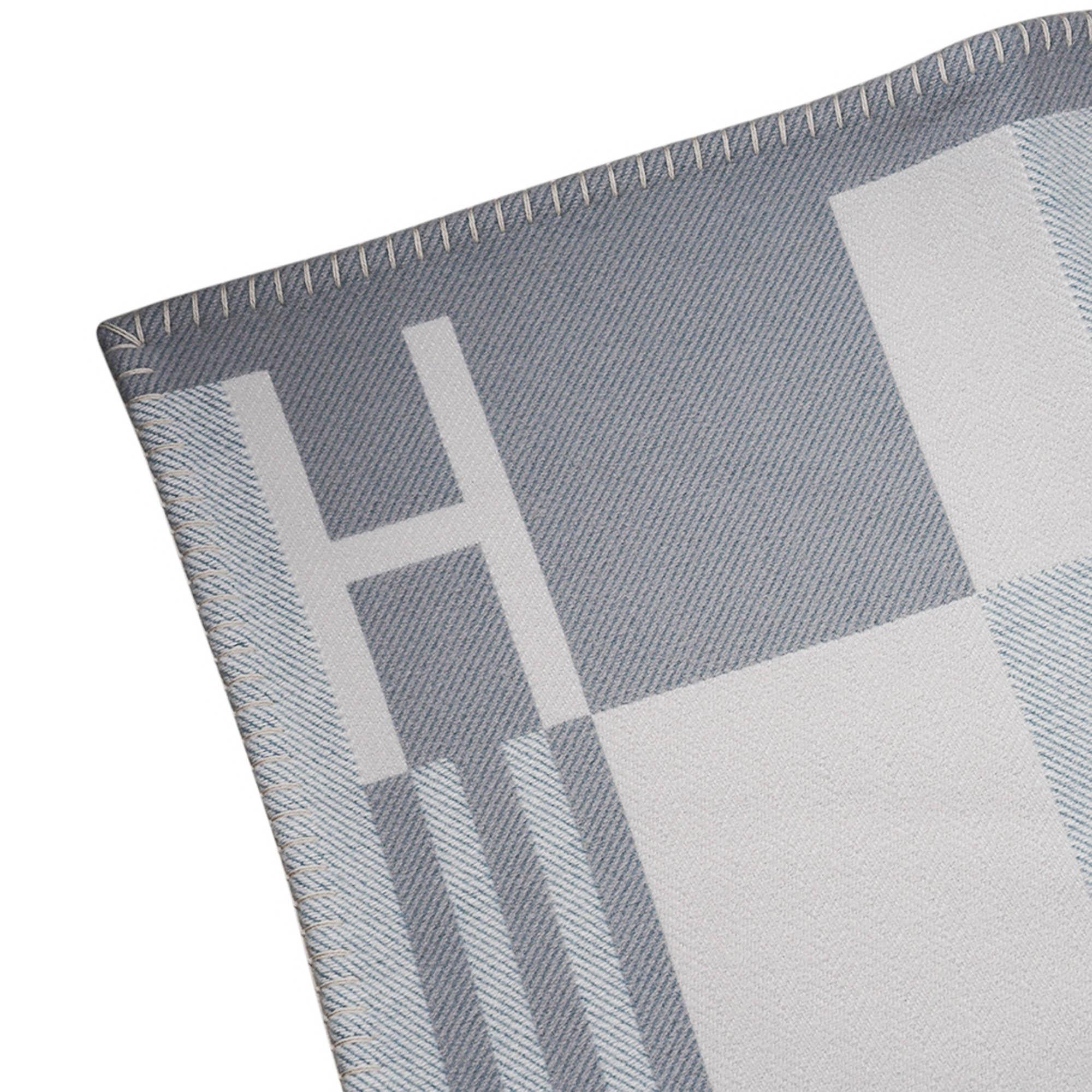 Hermes Couverture Ithaque Gris Perle Laine et Cachemire en vente 3