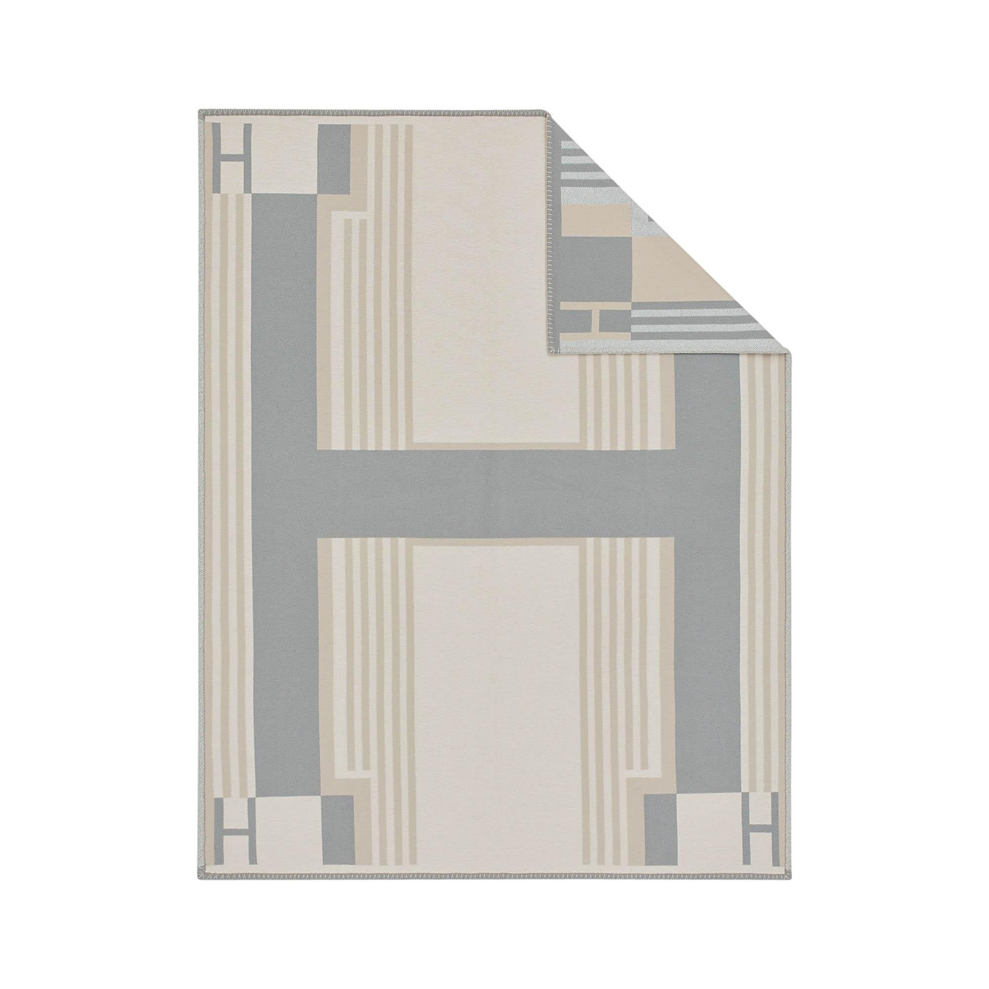 Hermes Ithaque Blanket Gris Perle Wool and Cashmere 4