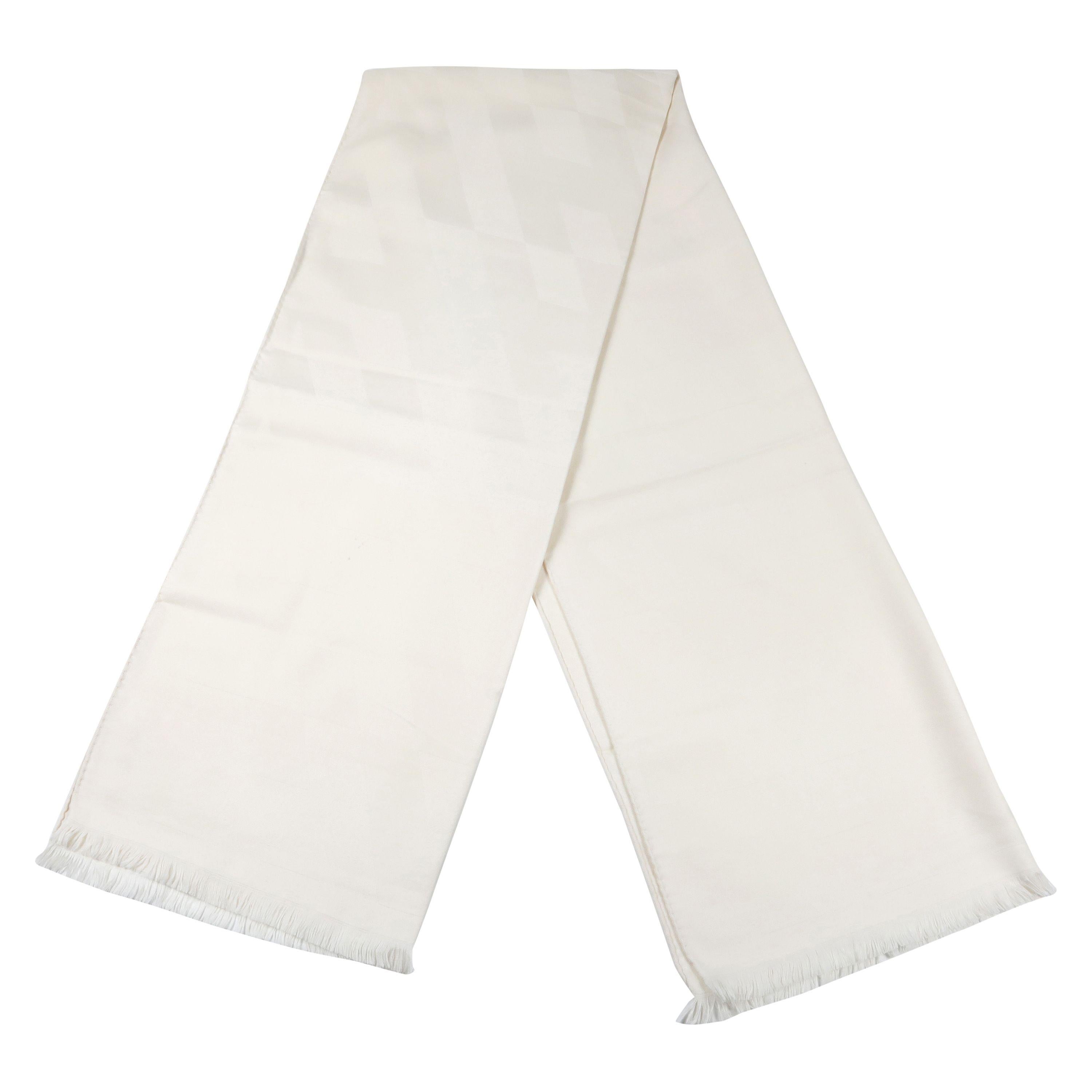 Hermès Ivory Cashmere H Scarf In Excellent Condition For Sale In Palm Beach, FL