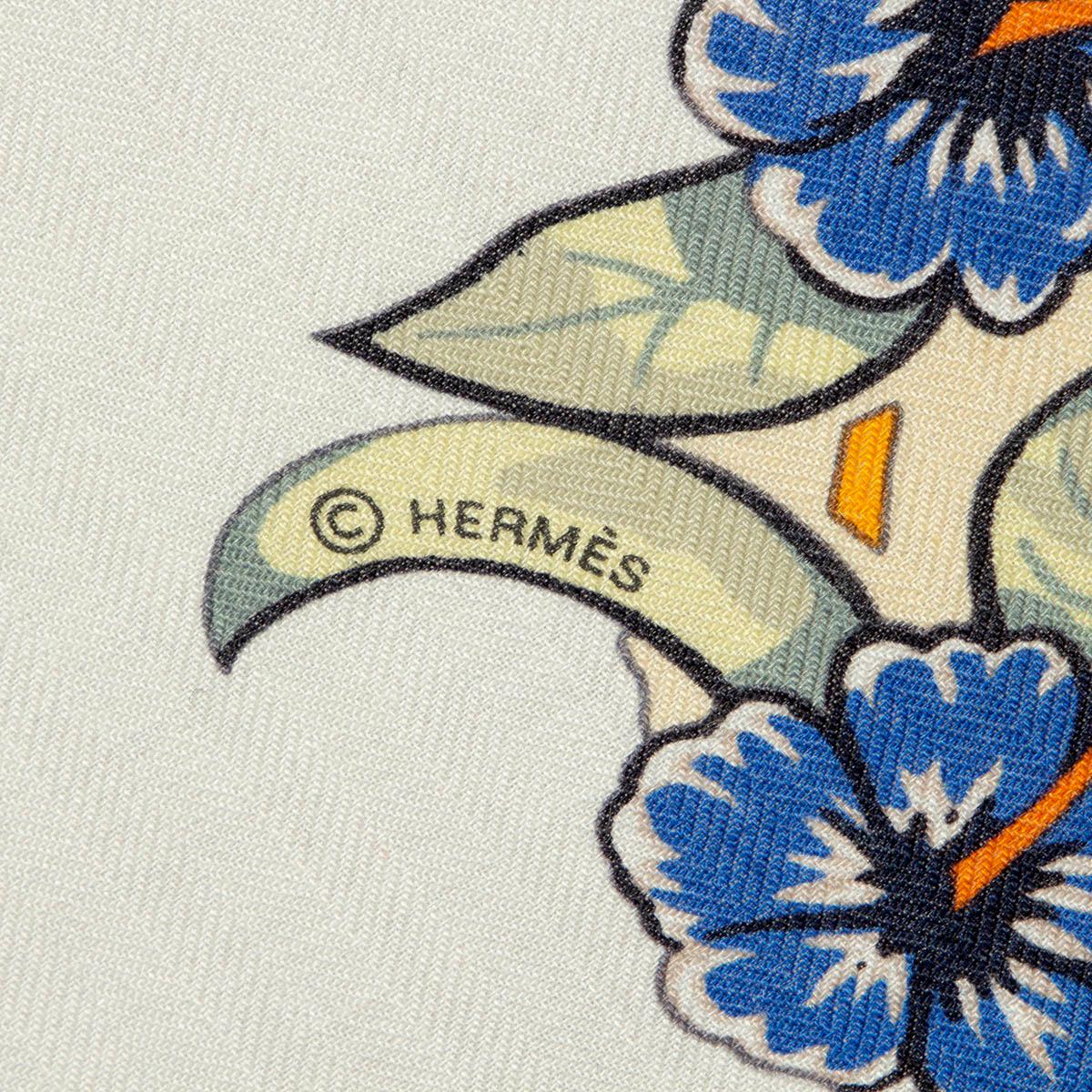 Women's or Men's HERMES ivory cashmere JUNGLE LOVE 140 Shawl Scarf
