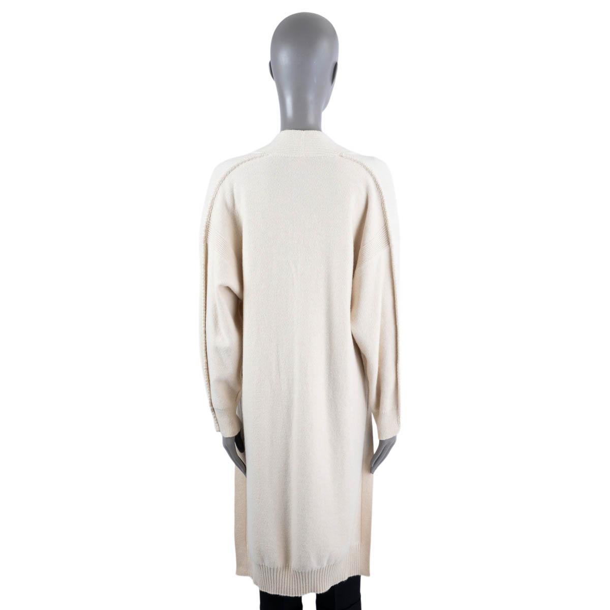 HERMES ivory cashmere PYRAMID BUTTON LONG KNIT Coat Jacket 34 XS For Sale 1