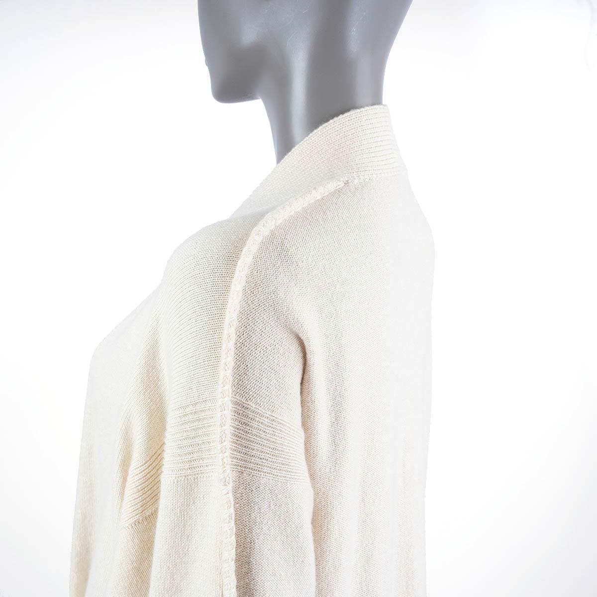 HERMES ivory cashmere PYRAMID BUTTON LONG KNIT Coat Jacket 34 XS For Sale 3