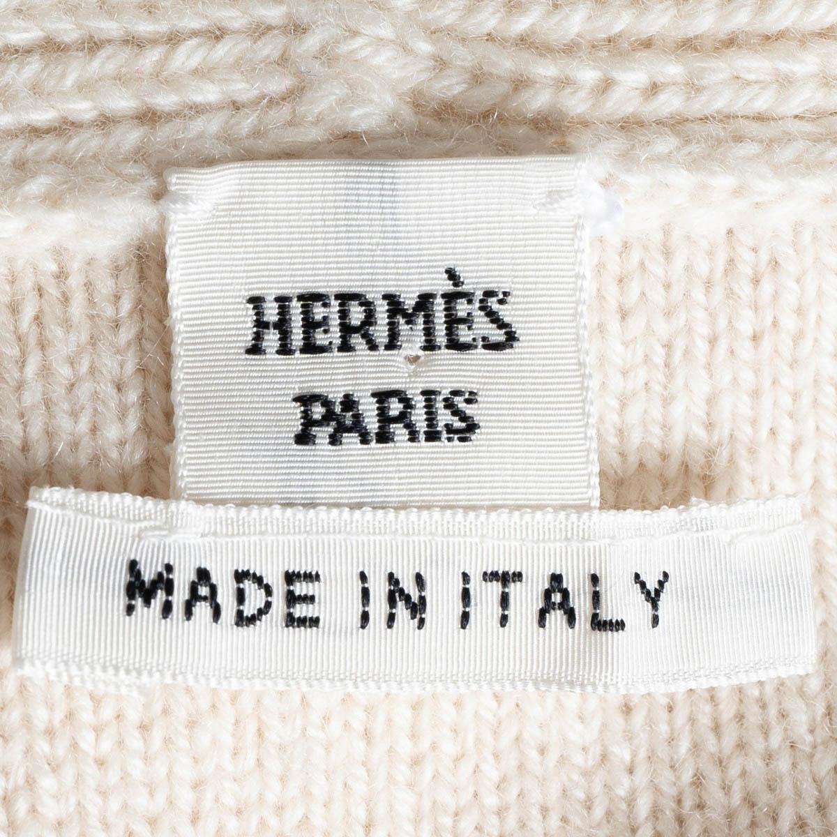 HERMES ivory cashmere PYRAMID BUTTON LONG KNIT Coat Jacket 34 XS For Sale 4