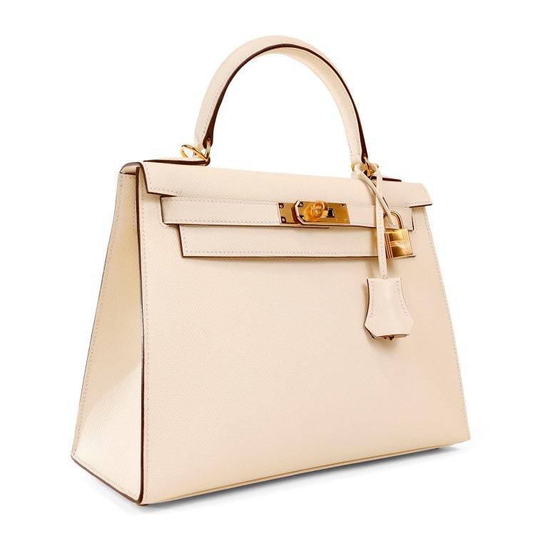 Hermès Etain Sellier Kelly 28cm of Epsom Leather with Gold