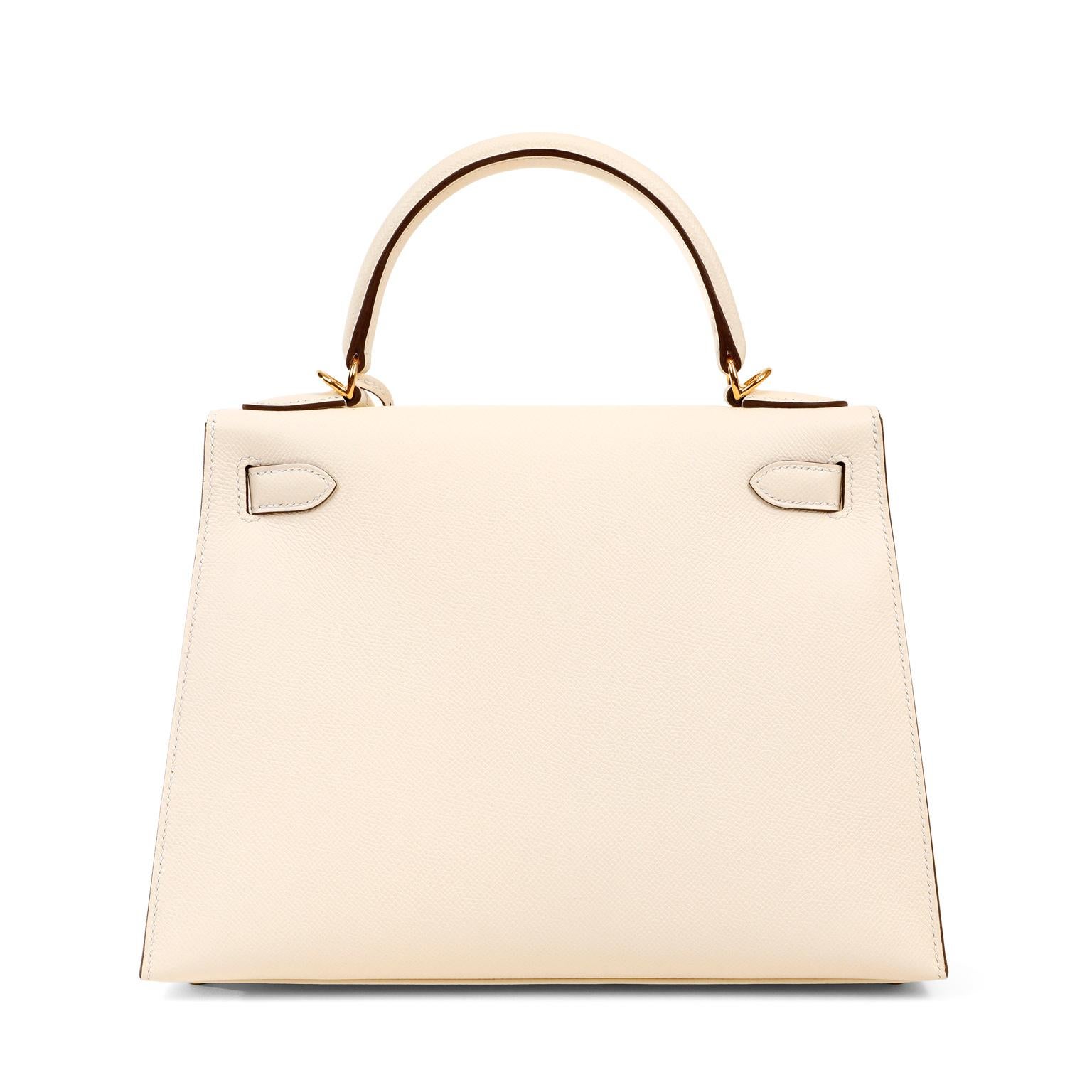 Blanc Hermès - Kelly Sellier 28 cm, ivoire, Epsom, avec matériel doré