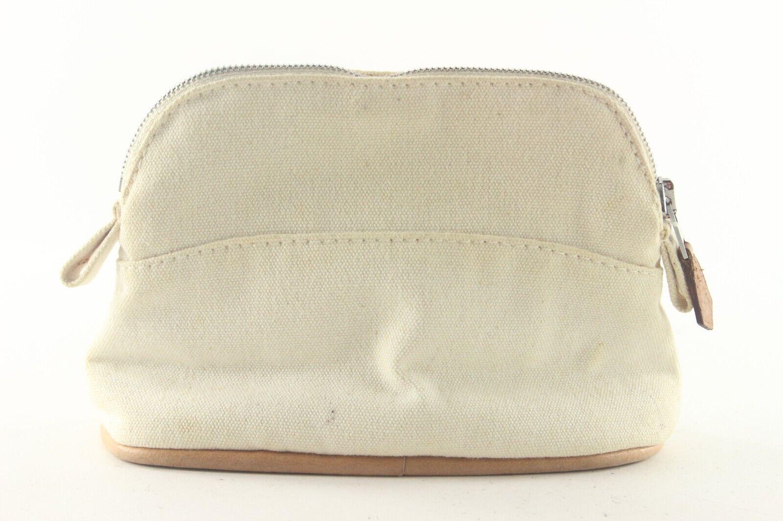 HERMES Ivory H Logo Bolide Cosmetic Case Canvas x Leather 1HER727K For Sale 6