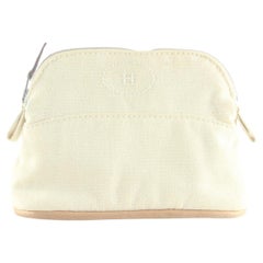 Hermès Toile Beige Bolide Cosmetic Pouch Make Up Case 100her428