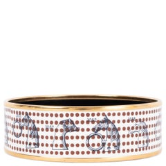HERMES ivory maroon MANUFACTURE DE BOUCLERIES ENAMEL WIDE Bangle Bracelet 65