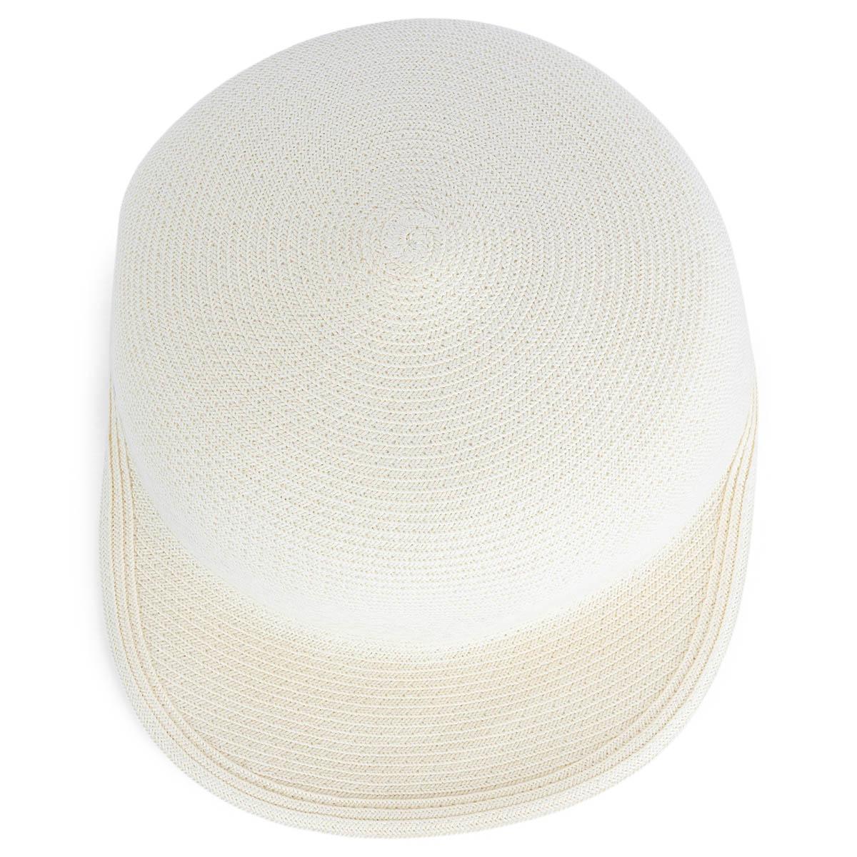 100% authentic Hermès Emma cap in off-white braided paper (with 19% polyester). Featuring and 