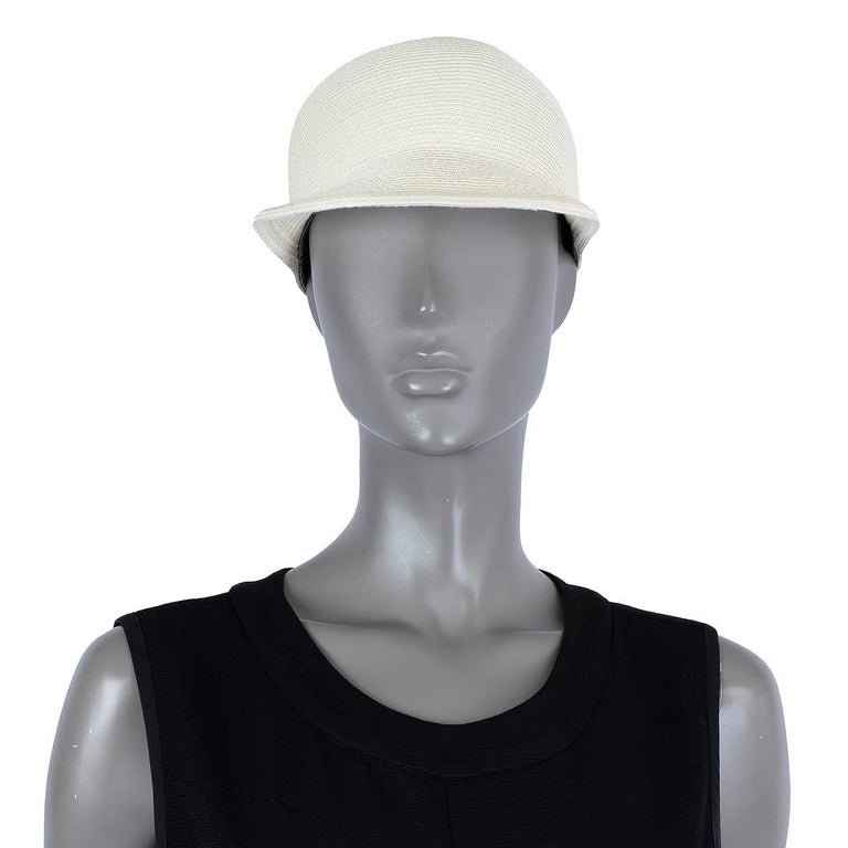 HERMES ivory paper EMMA Cap Hat 57 For Sale at 1stDibs display picture 1