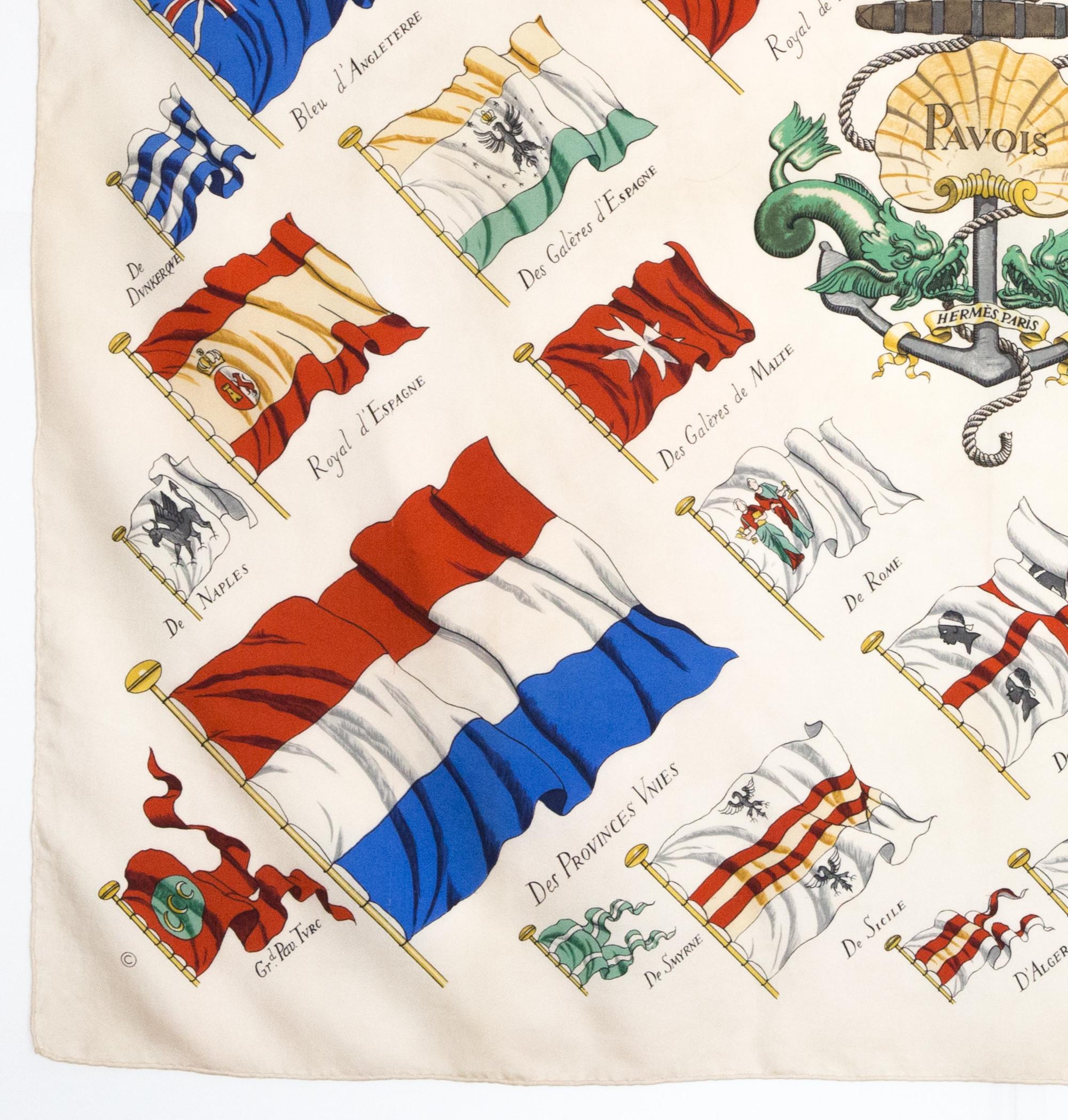 Hermes Ivory Pavois by P.Ledoux Silk Scarf 1