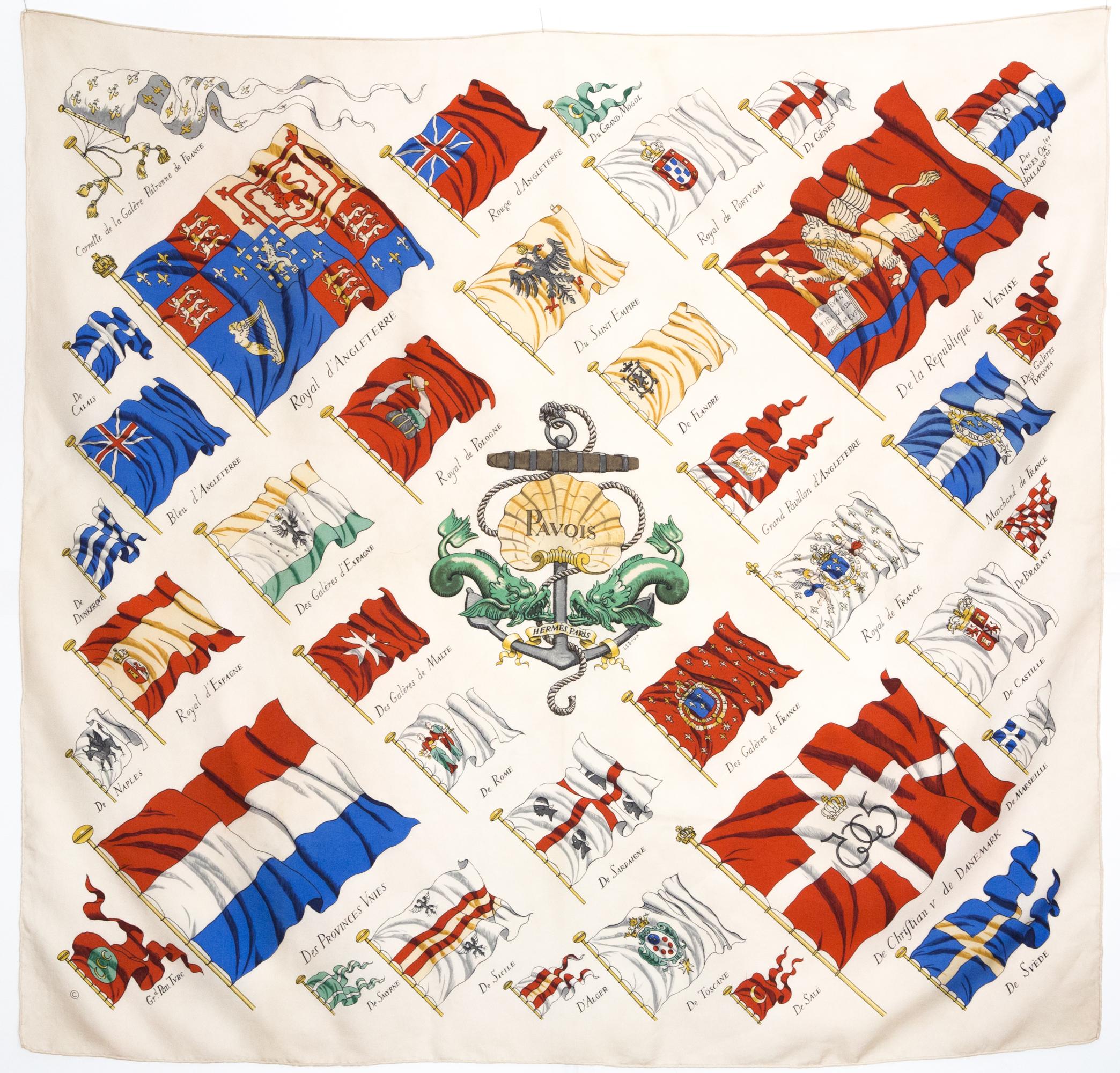 Hermes Ivory Pavois by P.Ledoux Silk Scarf 2